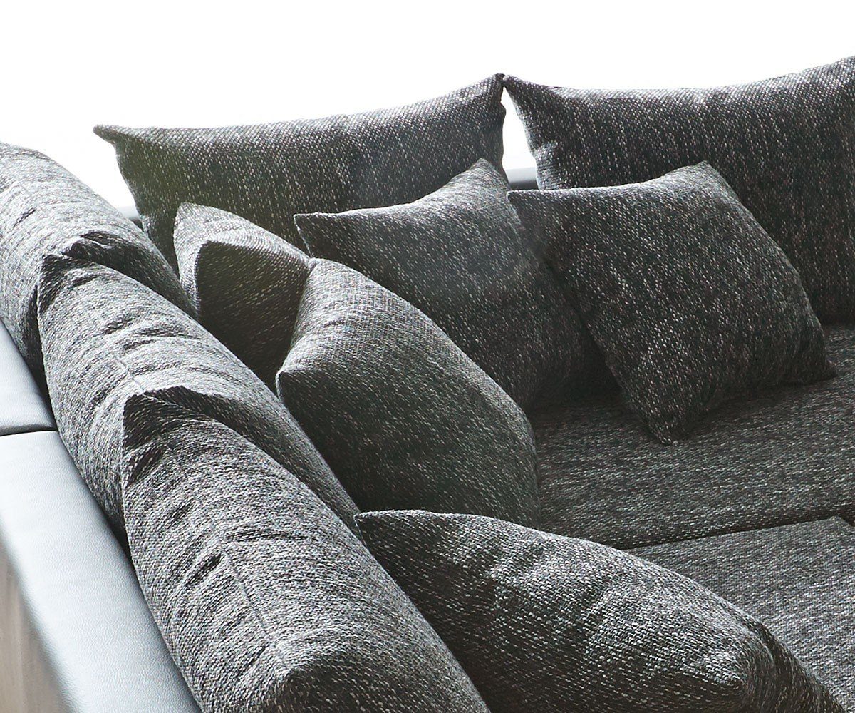 DELIFE Ecksofa Clovis, Schwarz mit Hocker und Armlehne Ottomane Rechts Ecks günstig online kaufen