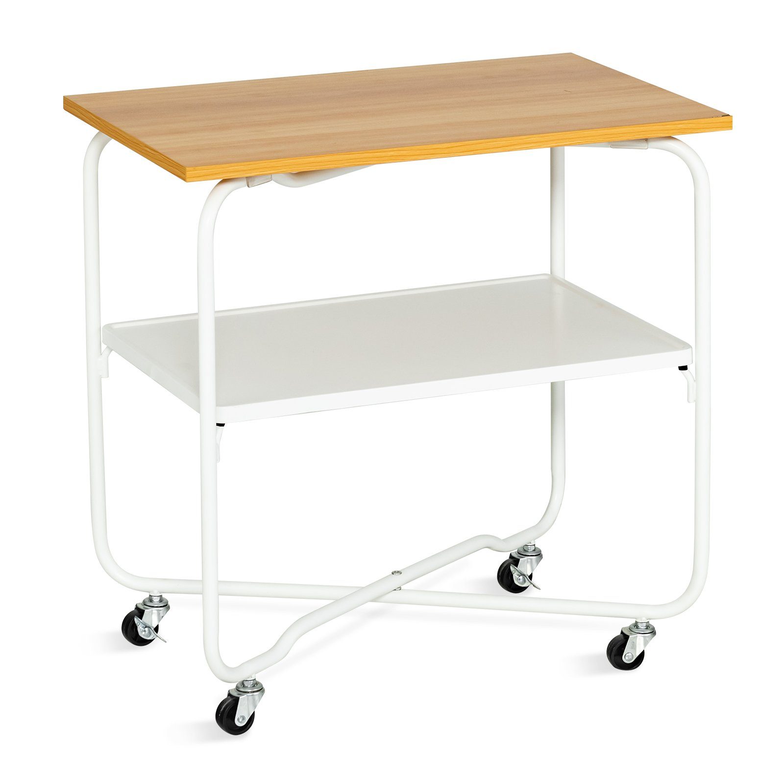 COSTWAY Rollen, Beistelltisch mit 60x40x61cm, Metallrahmen Servierwagen