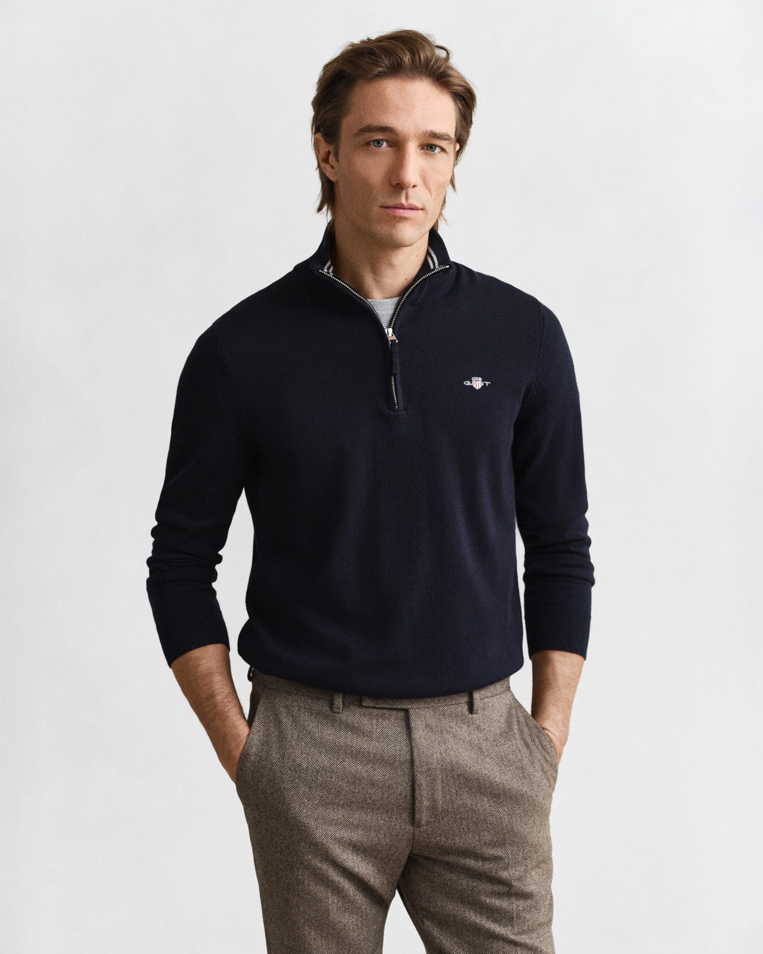 Gant Troyer CLASSIC COTTON HALF ZIP mit gerippten Details günstig online kaufen
