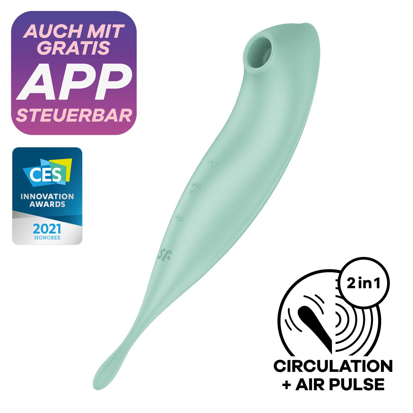 Druckwellen- "Twirling Mint Satisfyer App"; Connect Klitoris-Stimulator Auflegevibrator, Satisfyer Pro & (1-tlg)