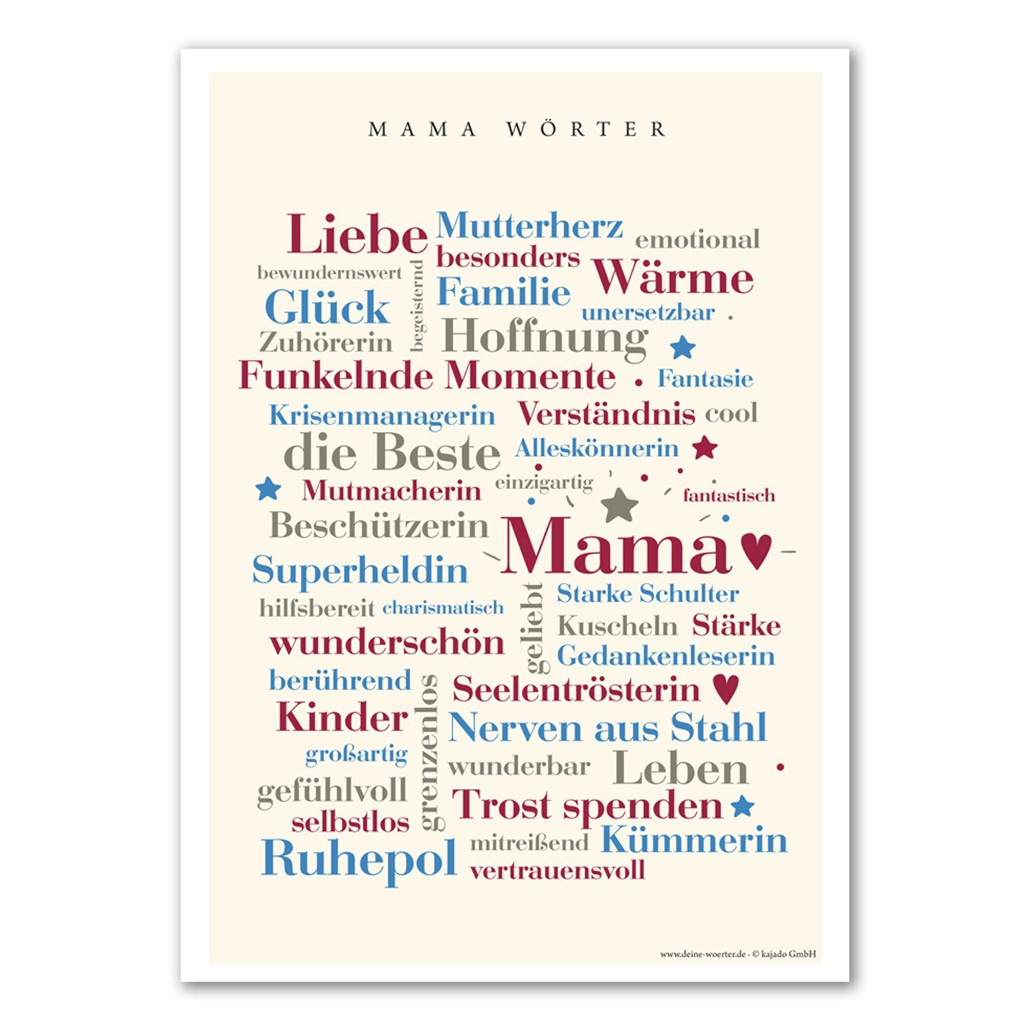Deine Wörter Postkarte Mama Wörter Poster