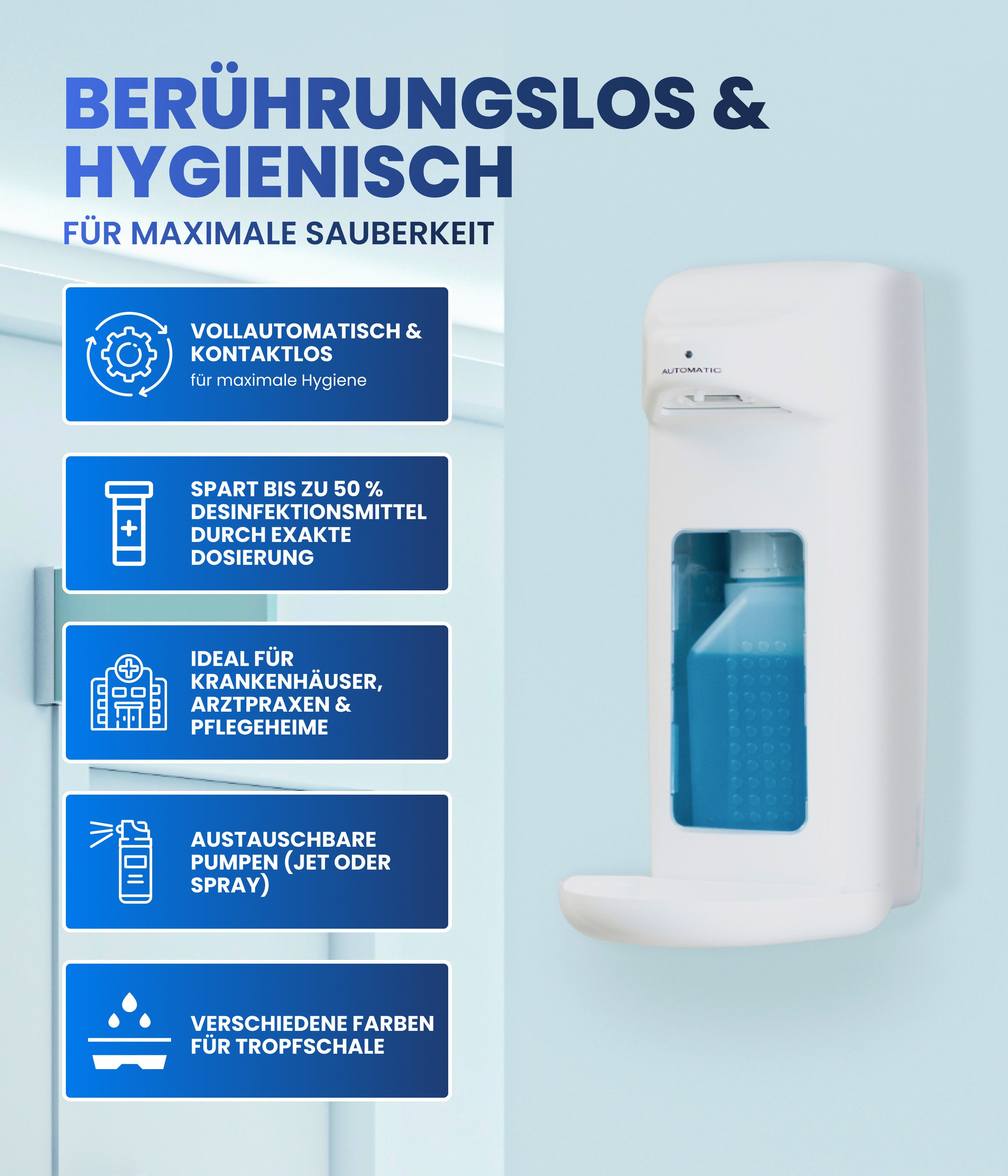 Hygiene365 Desinfektionsmittelspender Automatischer Desinfektionsmittel- und Seifenspender, Touchless