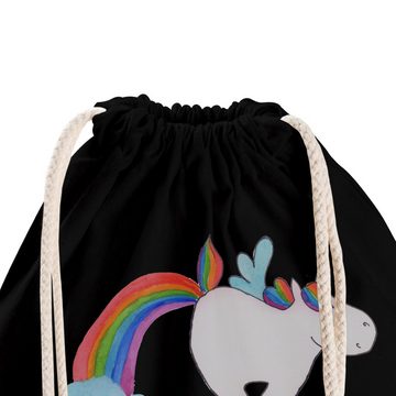 Mr. & Mrs. Panda Sporttasche Einhorn Pegasus - Schwarz - Geschenk, Realität, Tasche, Sportbeutel, (1-tlg), Stabile Kordel