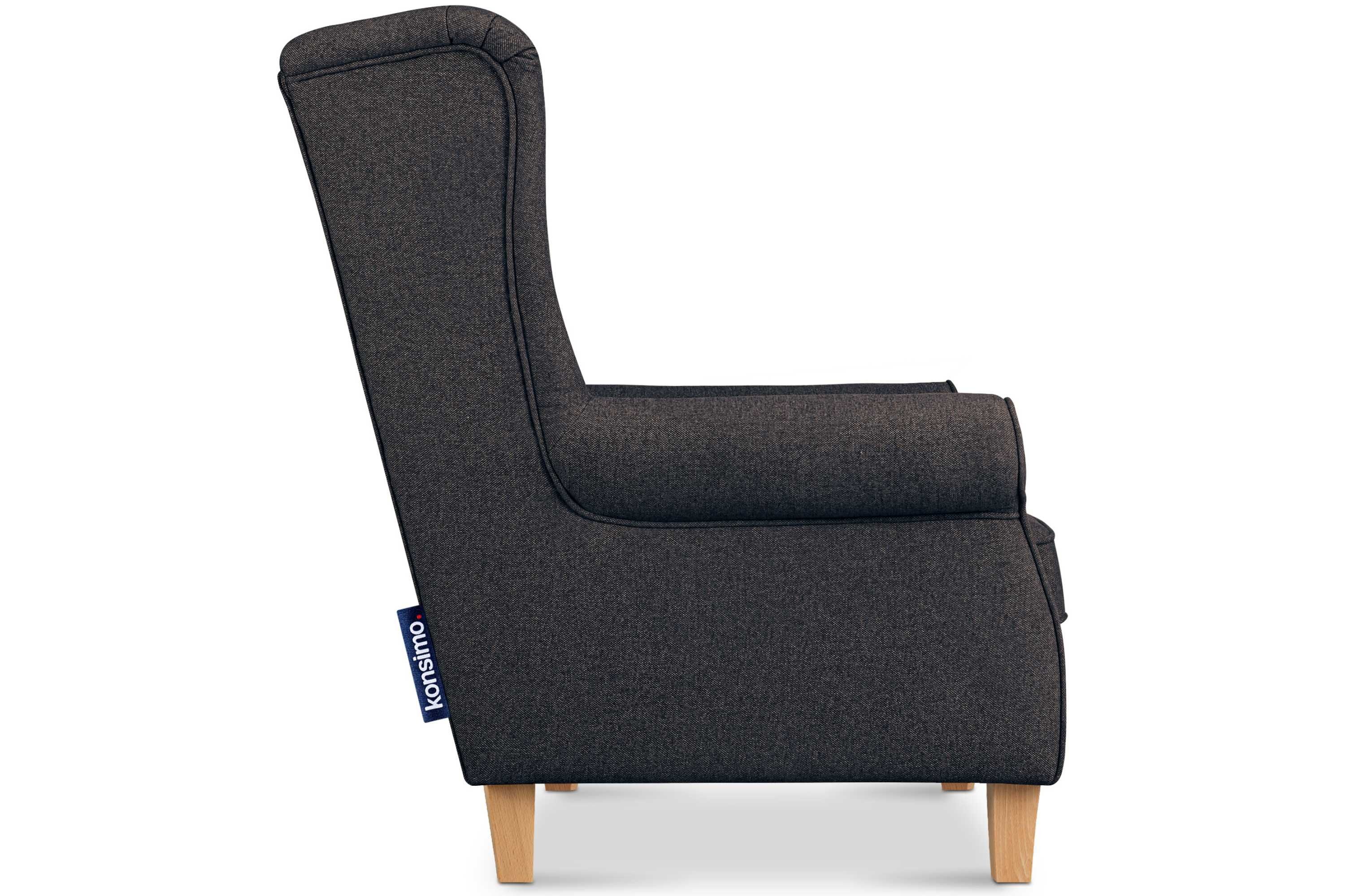 Federn Sessel, MILES Konsimo Sitzfläche, Sessel in der Massivholzbeine Armlehnen, Gepolsterter Ohrensessel mit mit