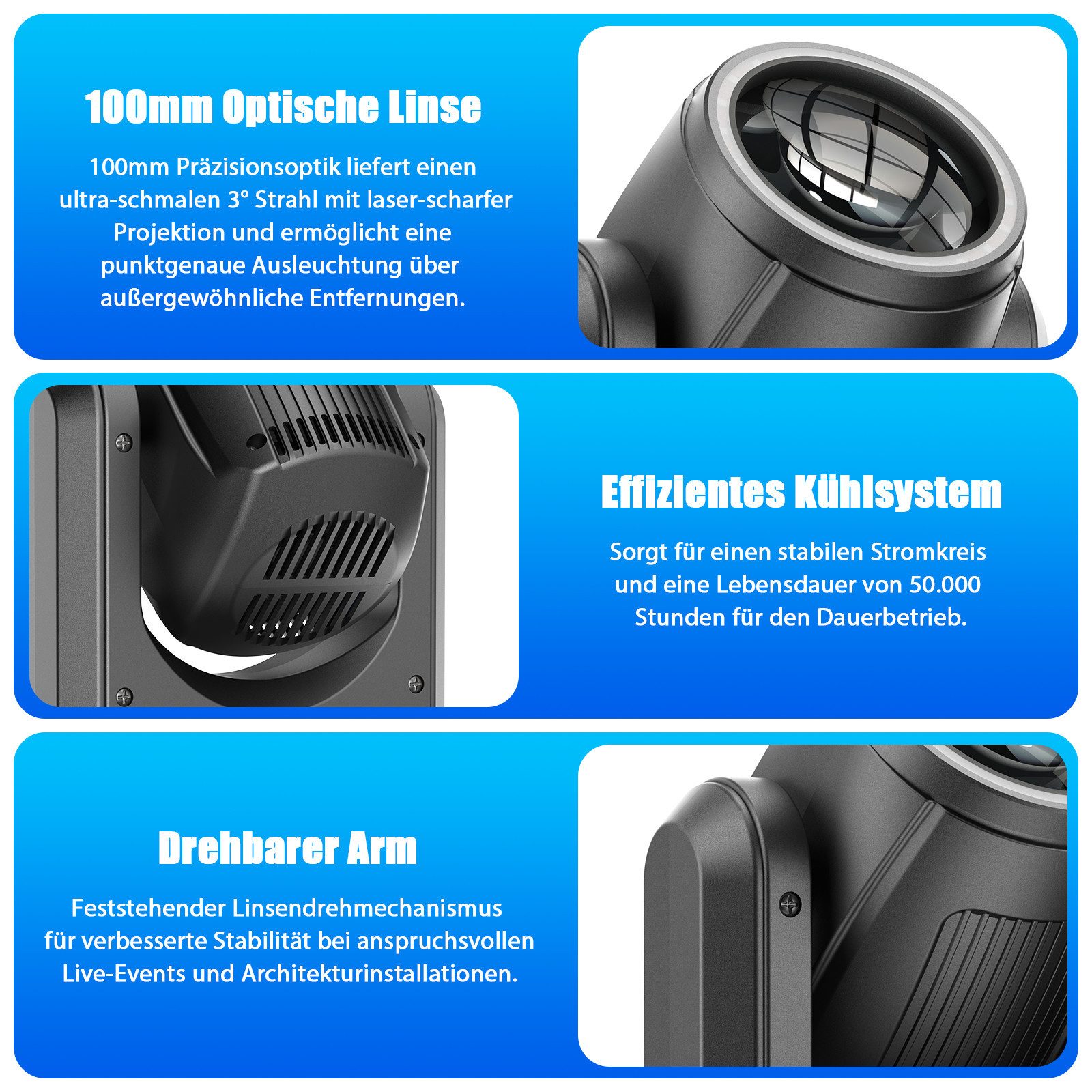 ZonQoonz Discolicht 180W Halo Moving Head Scheinwerfer mit Musterrad für Hochzeiten Partys – Bild 5 von 5
