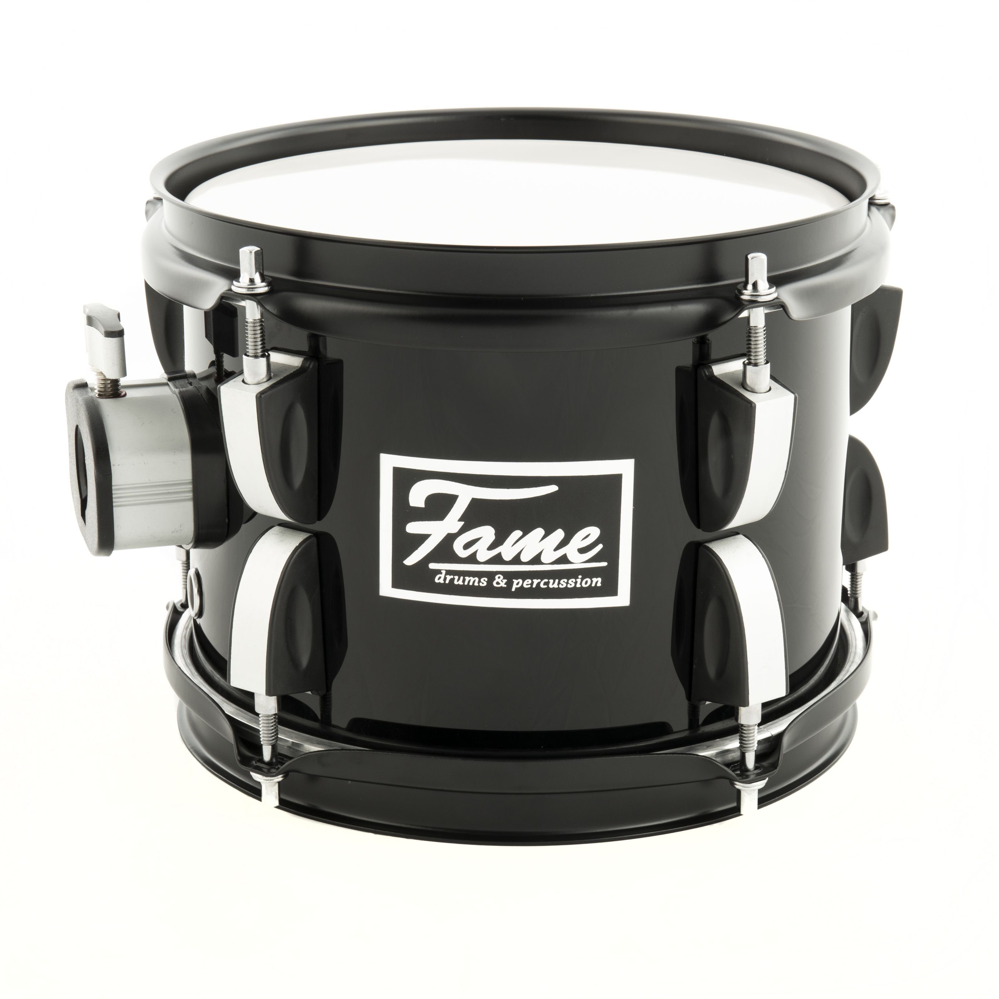 FAME TomTom,First Step Tom 8"x6" Mischholz Piano Black Alu-Hardware Stahlspannreifen inklusive Tom-Mount für Anfänger, Schlagzeuge, Tom Toms, First Step Tom, 8"x6", Mischholz, Piano Black, Alu-Hardware