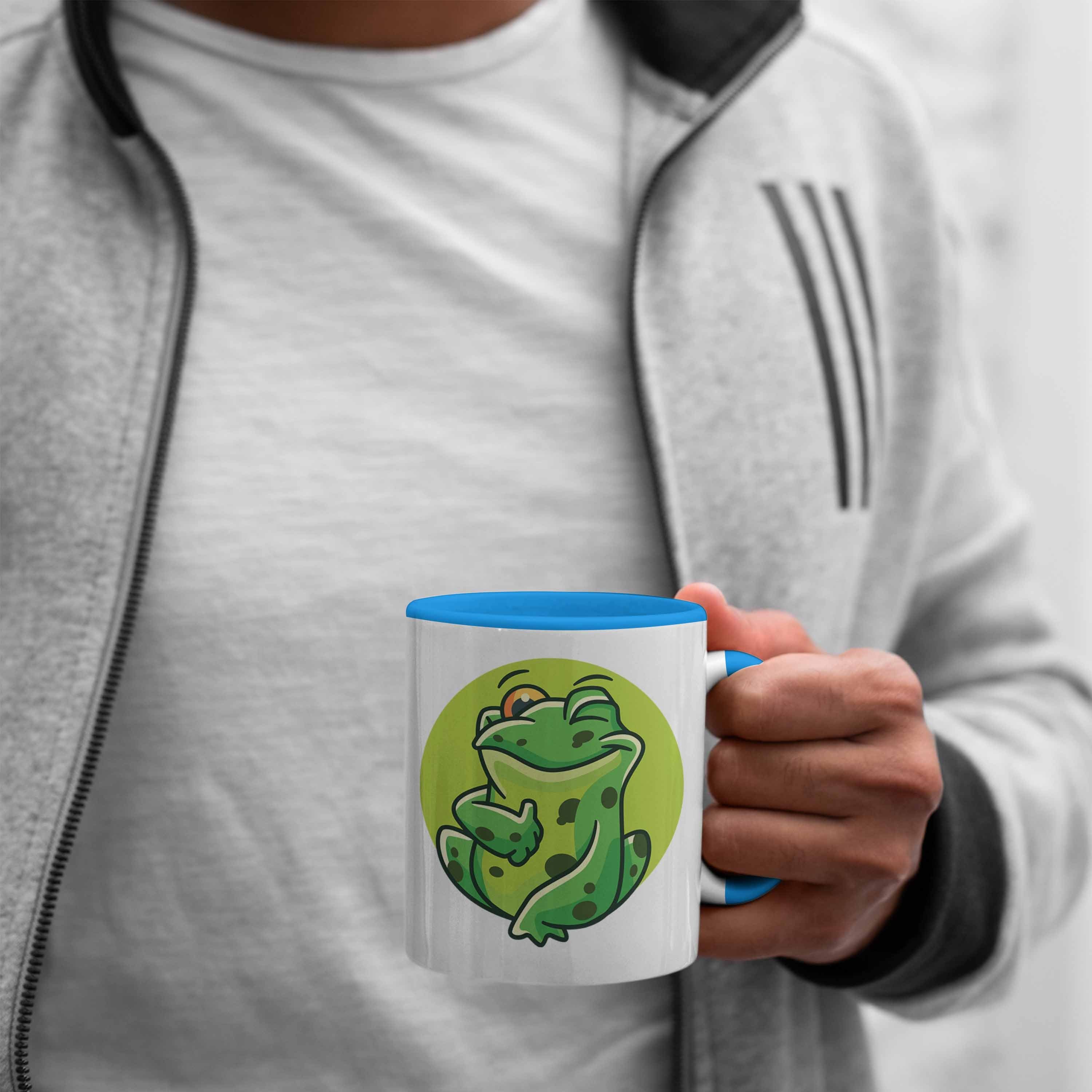 Geschenk Tasse Grün Blau Frosch Trendation Lustig Tasse Grafik