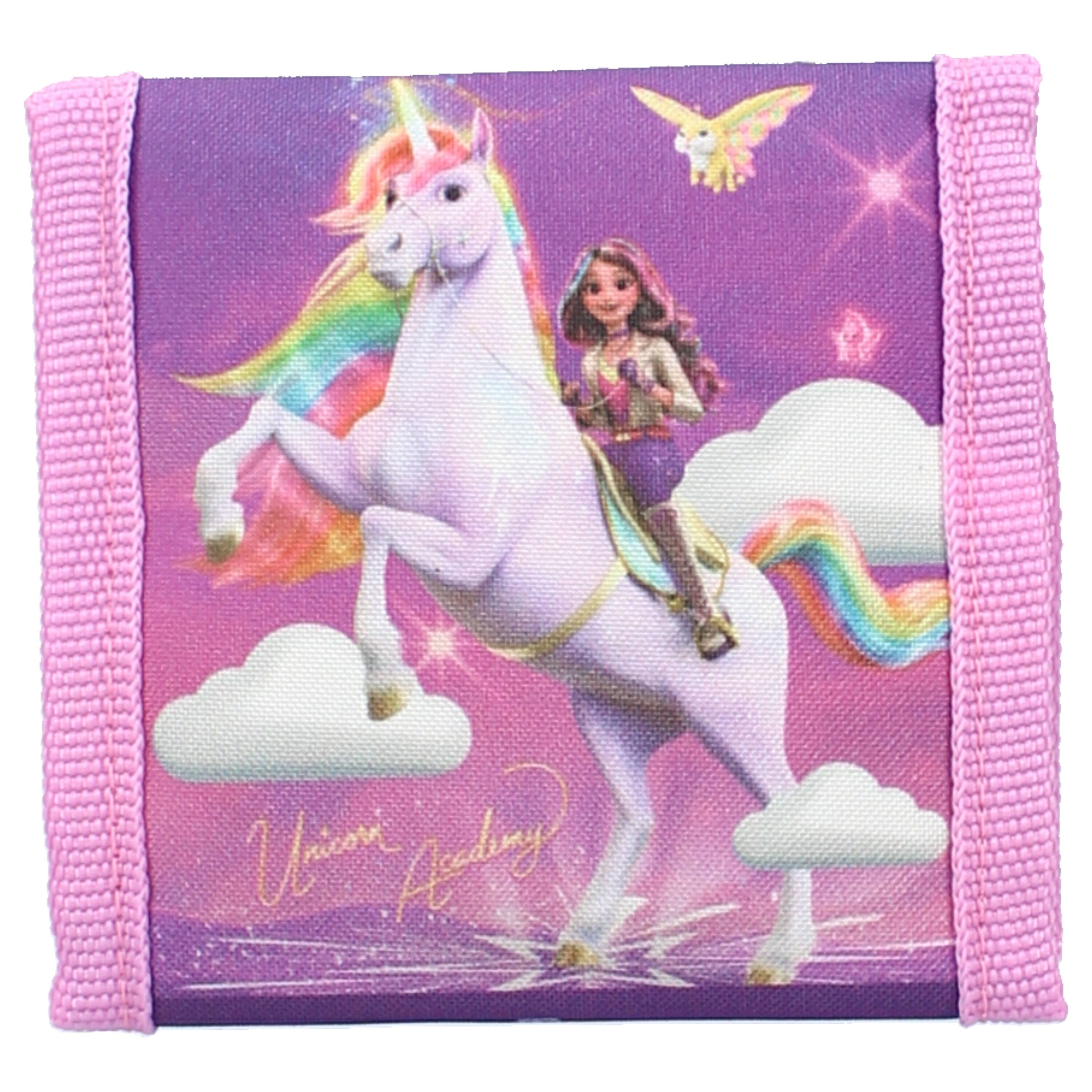 Vadobag Geldbörse Unicorn Academy Portemonnaie Kinder – Lila mit Klettverschluss