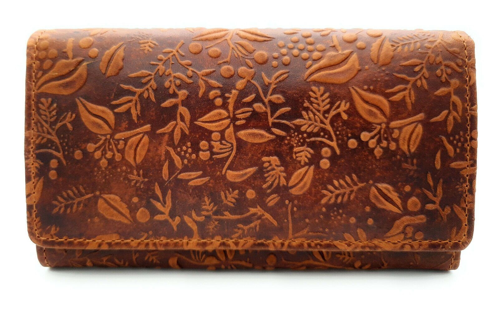 Hill Burry Geldbörse echt Leder, florale Prägung, mit RFID Schutz, viele Fächer