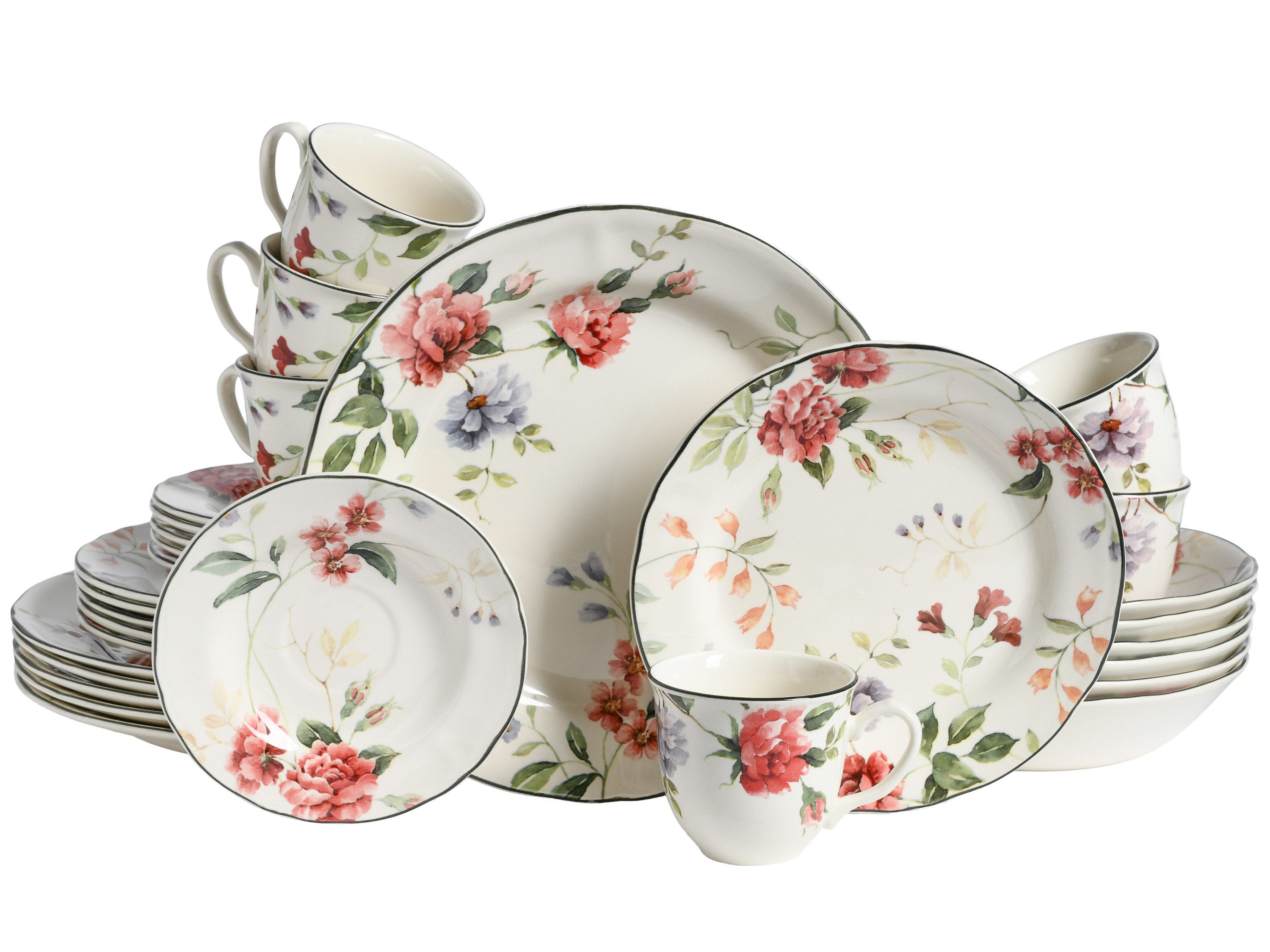 CreaTable Kombiservice Priscilla Bunt (30-tlg), 6 Personen, Steingut