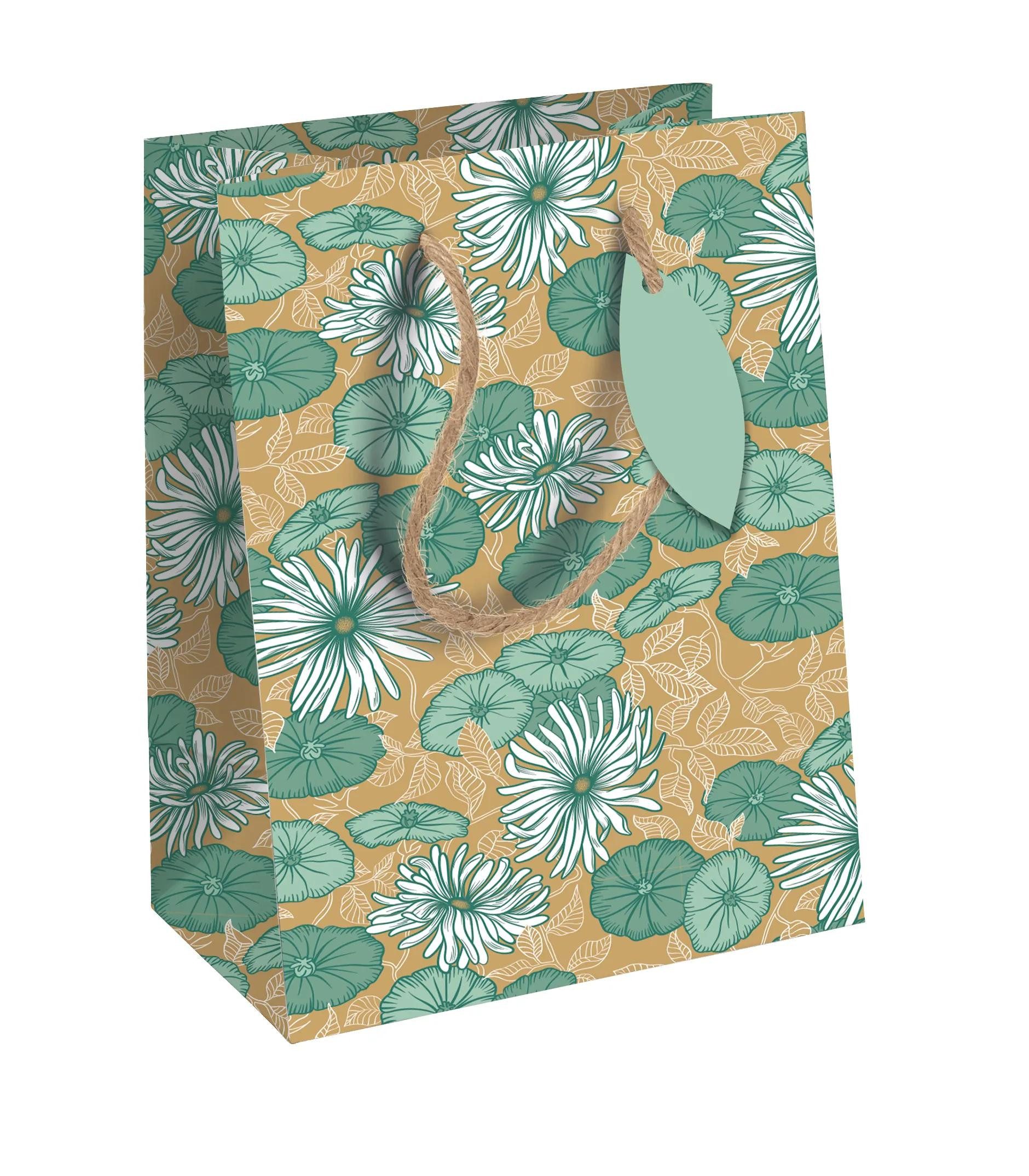 CLAIREFONTAINE Geschenkpapier 6x Geschenktasche Medium 21,5x10,2x25,3cm Grün 223926-3C, Tasche