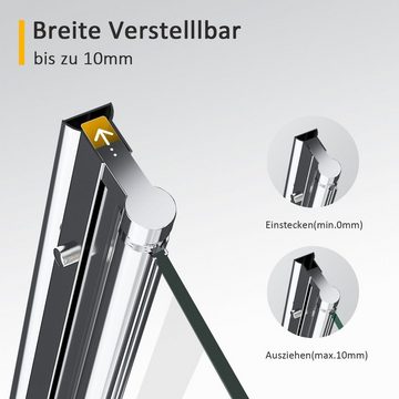 Boromal Eckdusche Duschkabine 90x90 75x90 100x90 Eckeinstieg 180° Falttür mit Seitenwand, BxT: 75x90 cm, 5mm Sicherheitsglas, Drehtür mit Duschwand Seitenteil, mit Alu Haltestangen, Alu Bodenleiste, Aluprofil, öffnet sich nach innen und auße