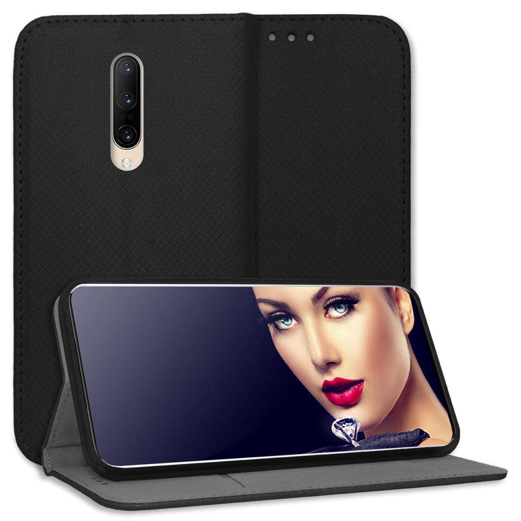 mtb more energy Smartphone-Hülle Smart Magnet für OnePlus 7 Pro, Schwarz, Bookstyle Klapphülle Cover Wallet Case aus Kunstleder