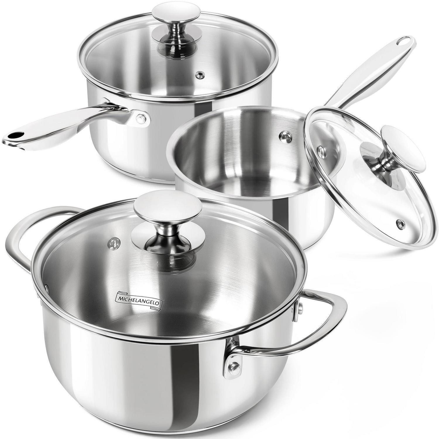 LuxusKollektion Topf-Set Saucenpfannen-Set Edelstahl 3-teilig
