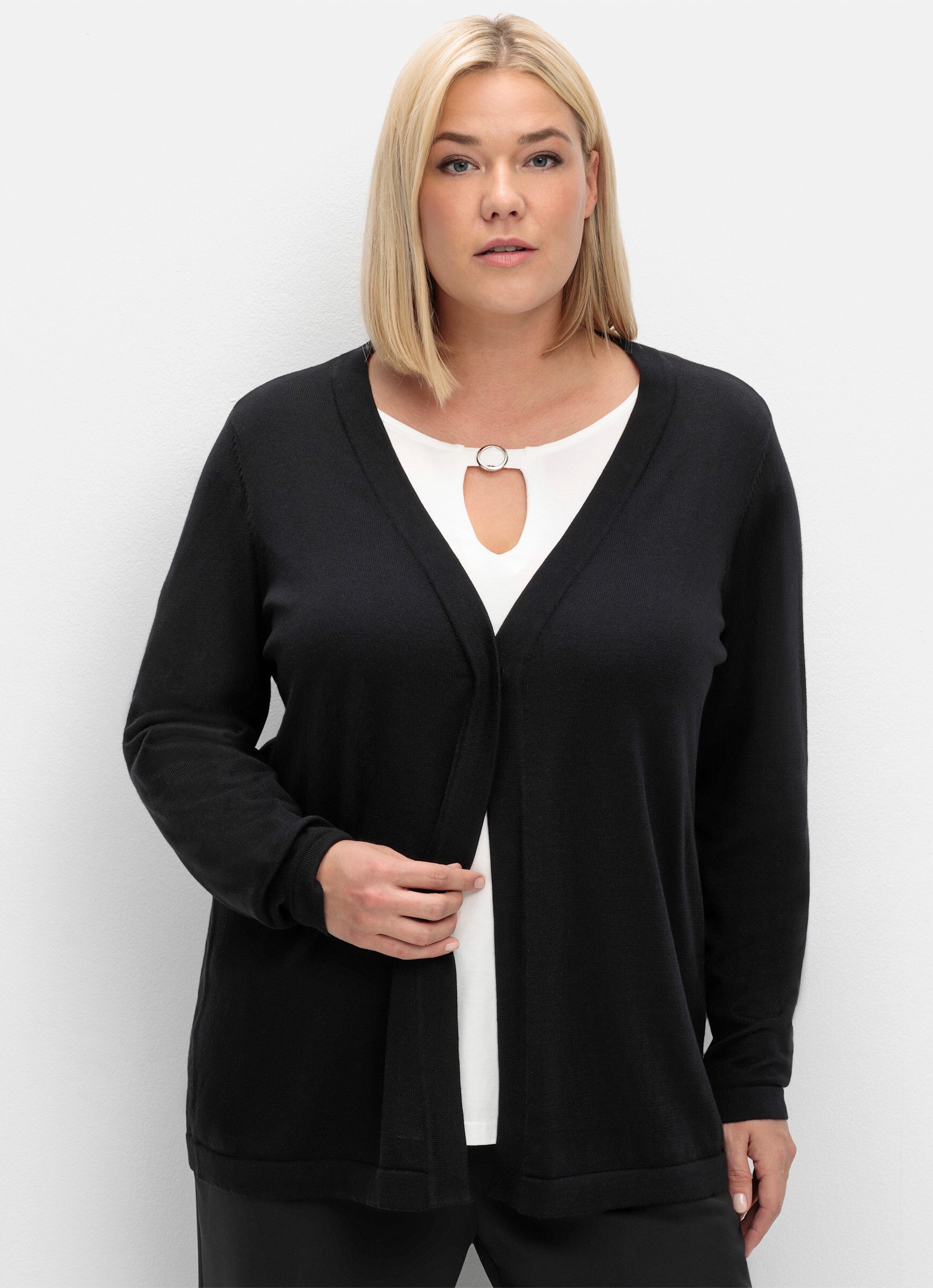 Sheego Strickjacke Feinstrickjacke . aus feinem Viskosemix günstig online kaufen