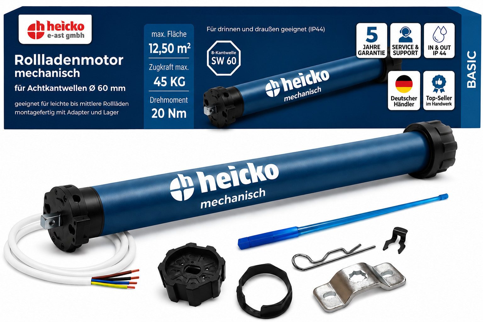 heicko e-ast GmbH Rollladenmotor heicko 10-50Nm Rollladenmotor Rohrmotor SW40-60 Rolladenantrieb basic, (Packung)