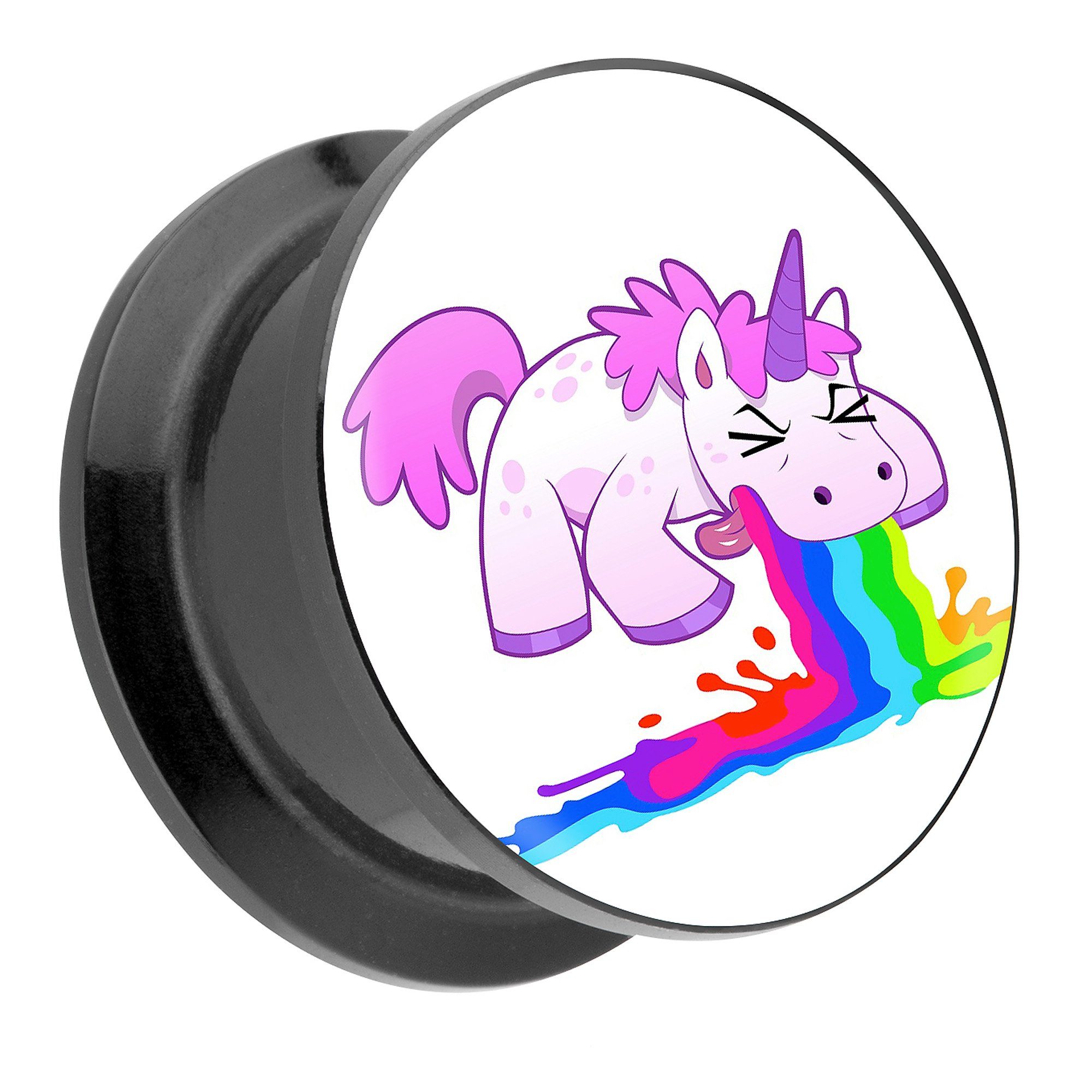 Plug Piercing Schraubverschluß kotzendes Einhorn