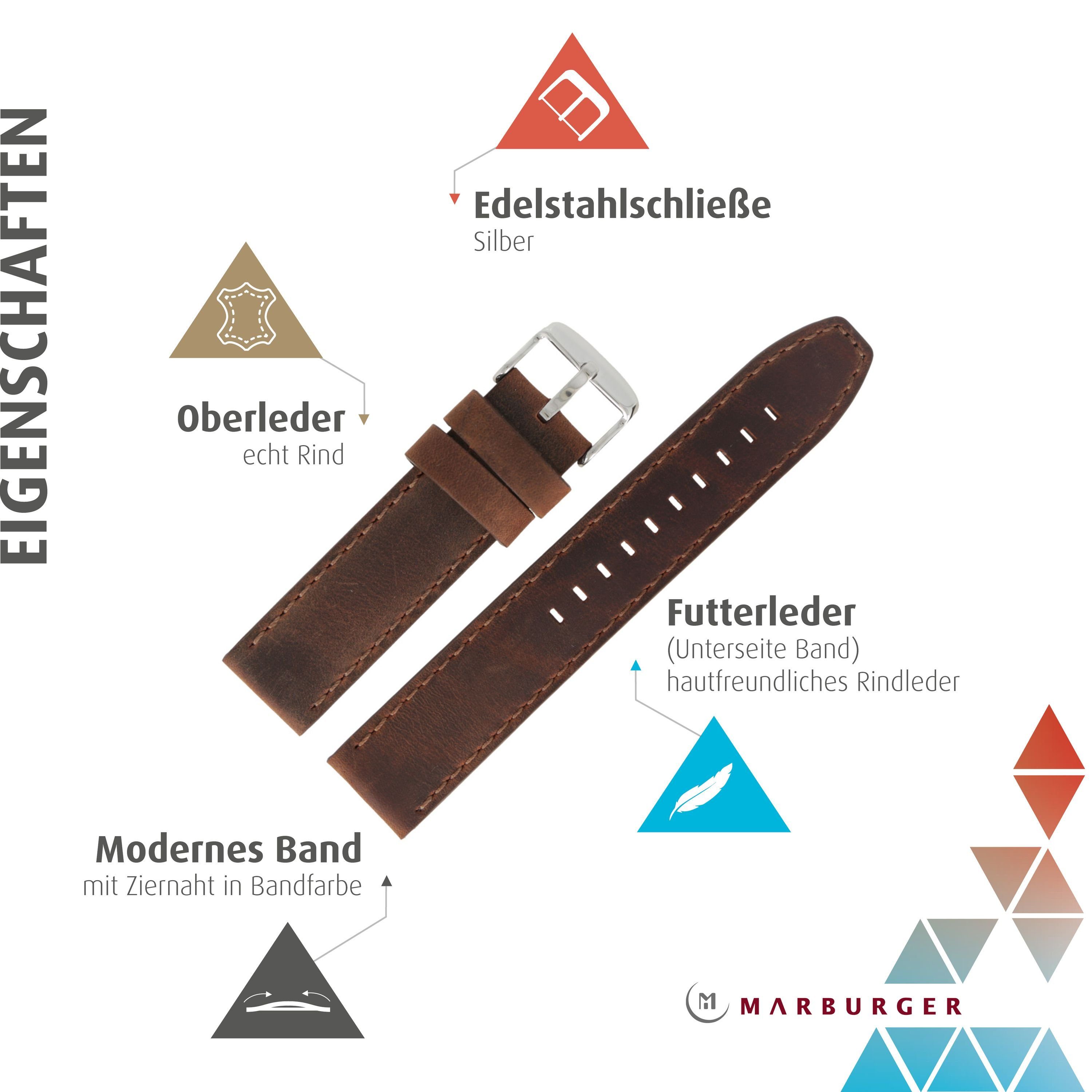 MARBURGER Uhrenarmband 22mm Leder günstig online kaufen