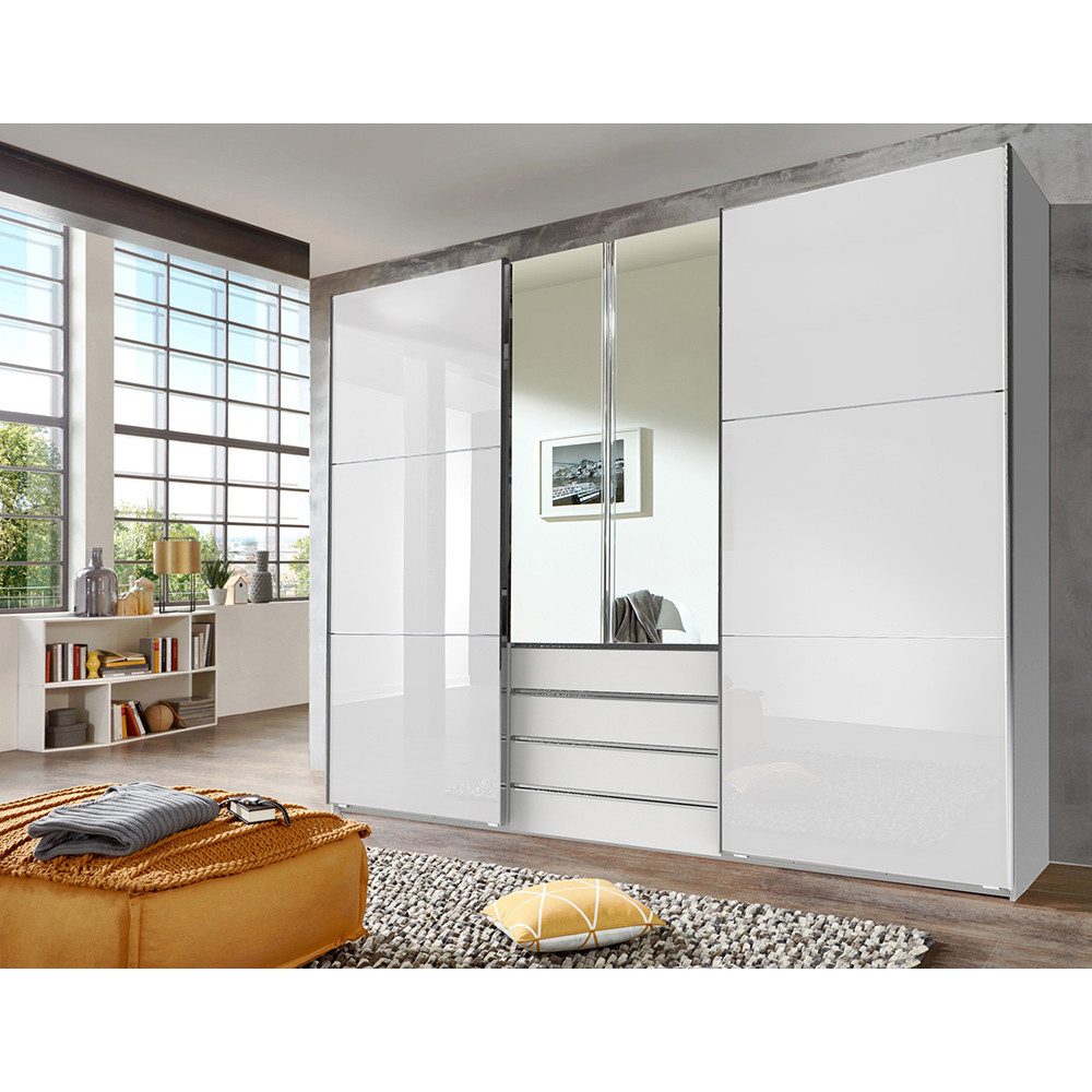 Lomadox Kleiderschrank MIDLAND-43 in weiß mit Spiegeltüren Schwebetüren Gla günstig online kaufen