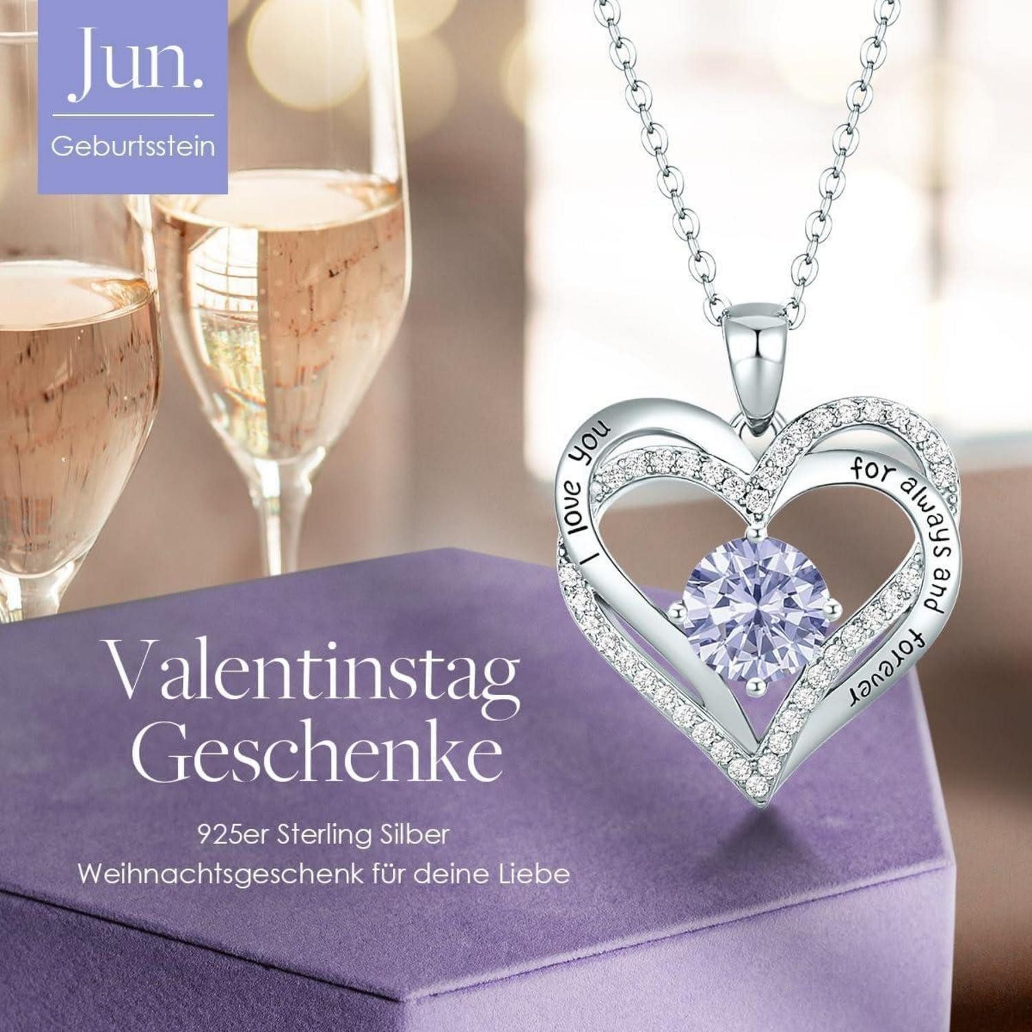 LuxusKollektion Kette und Anhänger Set Halskette Damen 925 Silber Rosegold günstig online kaufen