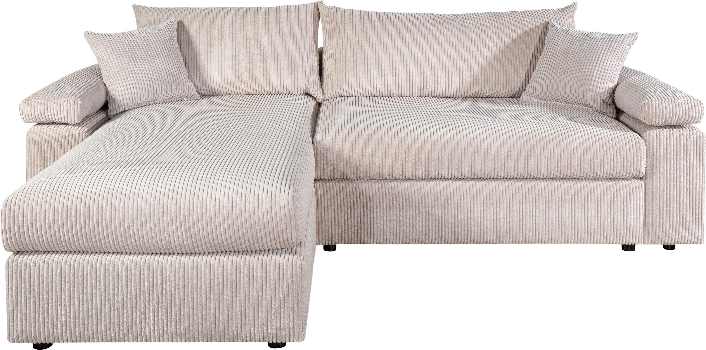 OTTO home Ecksofa Cosy L-Form, B: 234 cm, Sitzaufbau im Sandwich-Federkern, 2 Zierkissen, Mega-Sofa, Cord oder Struktur weich, Kaltschaumauflage