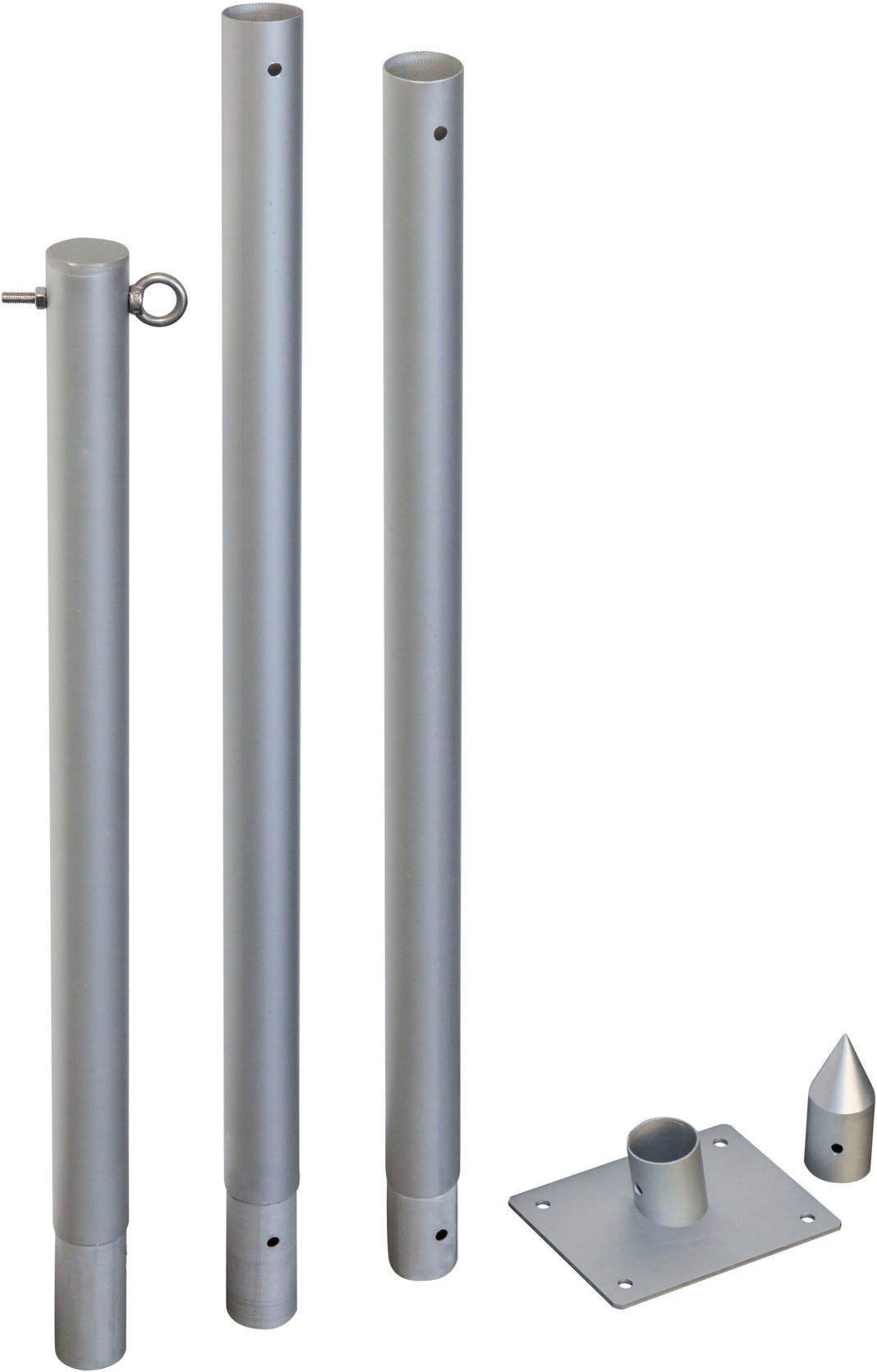 Windhager Sonnensegelmast Set Basic aus Aluminium, zubehör für Sonnensegel, 243 cm Höhe, (1-St), Mast inkl. Terrassenhalter, geeignet für Sonnensegel bis max. 20 m²
