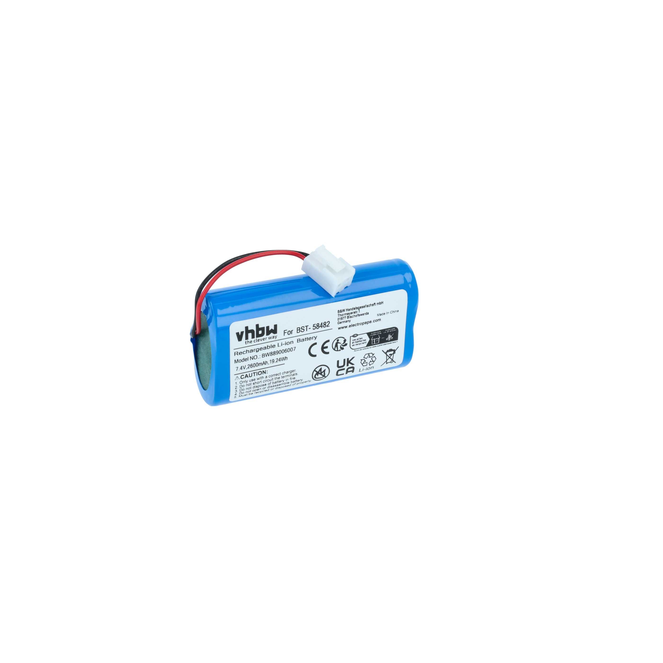vhbw passend für Bestway Poolsauger (2600 mAh, 7,4 V, Li-Ion) Akku Akku Li-Ion 2600 mAh (7,4 V, 1 St), Leistungsfähiger Austausch-Akku für Poolsauger, Wiederaufladbar