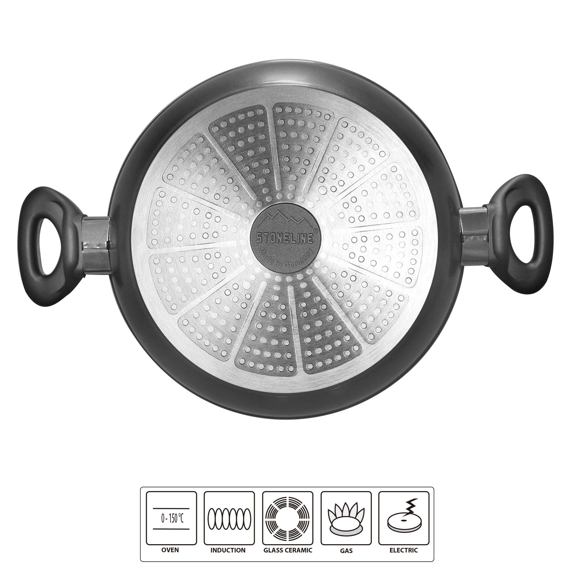 STONELINE Servierpfanne, Made in Germany, Antihaftbeschichtung mit echten Steinpartikeln, Aluminium