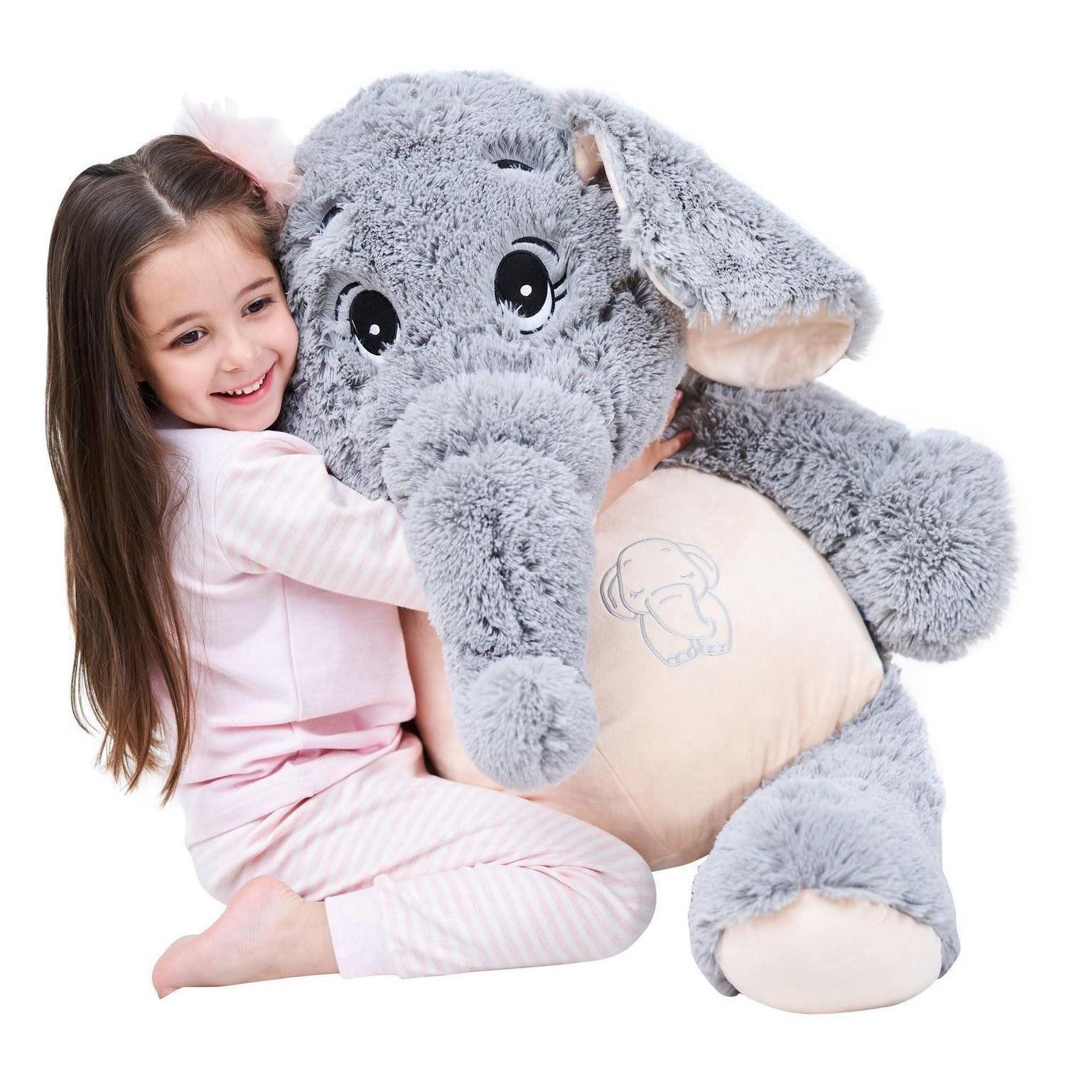 LuxusKollektion Kuscheltier Plüschtier Stofftier Kinder 100cm Grau Elefant