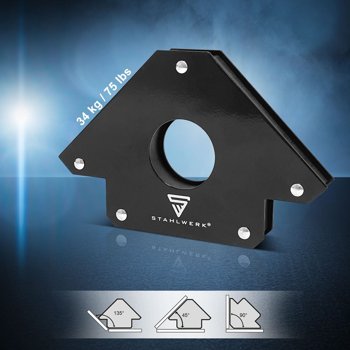 STAHLWERK Magnet-Schweißwinkel 2er Set Magnet-Schweißwinkel 34 kg, 190x127 mm