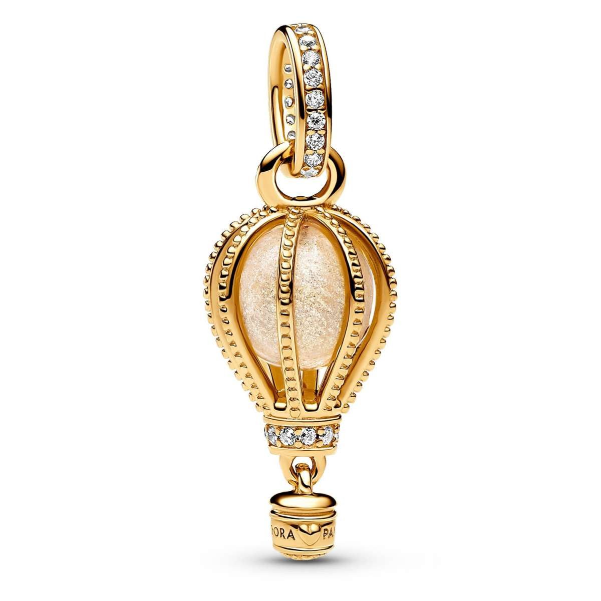 Pandora Charm Kugel 769434C01, Anhänger Funkelnder Klarer Heißluftballon Goldfarben