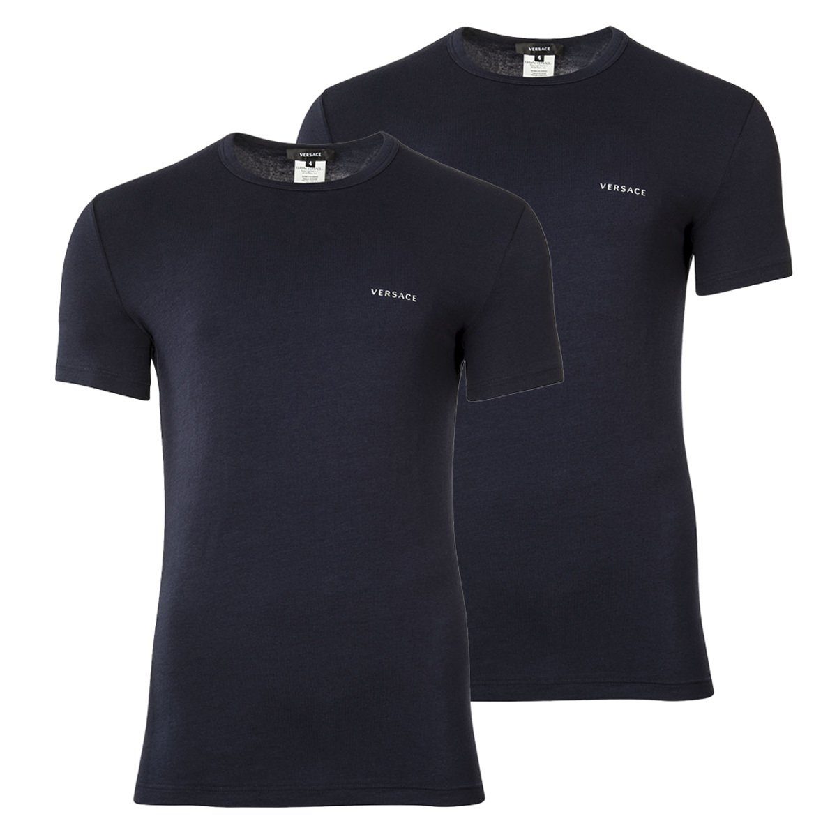 Versace T-Shirt Herren T-Shirt, 2er Pack - Unterhemd, Rundhals Dunkelblau