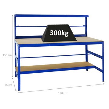 PROREGAL® Werkbank Packtisch Tiger Tragkraft 300 kg HxBxT 150x180x75cm Blau