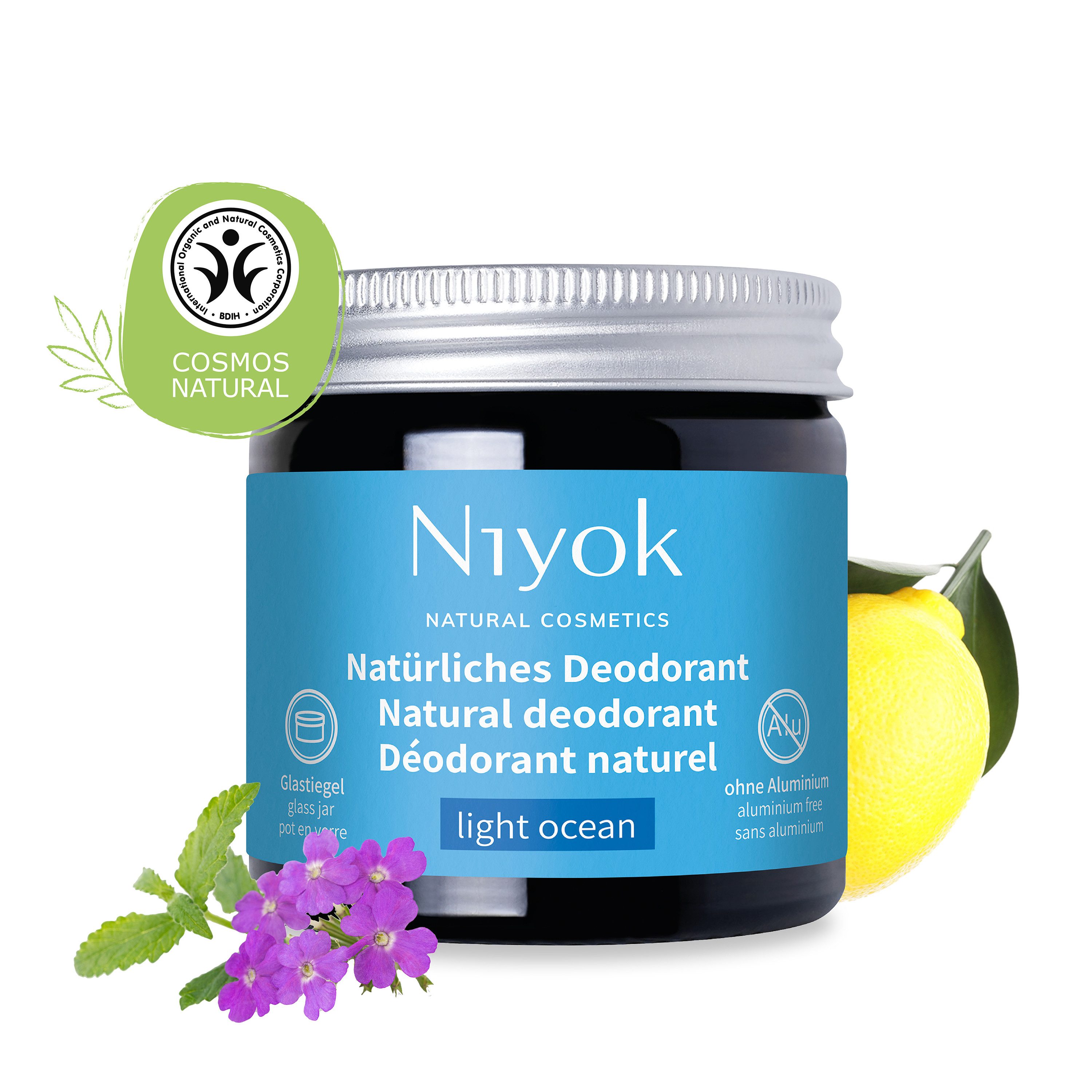 Niyok Deo-Creme 2-in-1 anti-transpirant, Schutz vor Geruch & Schweiß, ohne Alluminium, Light Ocean, Deodorant Creme Unisex, Feste Deo Creme, vegan