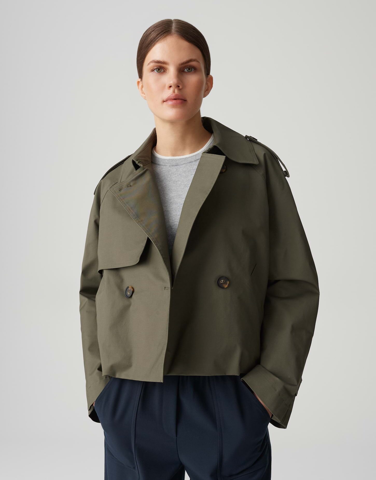 OPUS Trenchcoat HAWENA aus nachhaltigem Baumwollmix geraffter Ballon-Saum, günstig online kaufen