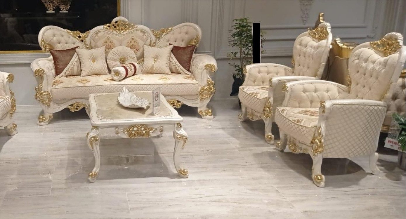 Xlmoebel Polstergarnitur Luxus Sofa aus hochwertigem Stoff in eleganter Farbgebung, (3+1+1 Sitzer, 3-tlg., 3+1+1 Sitzer), Hergestellt in Europa