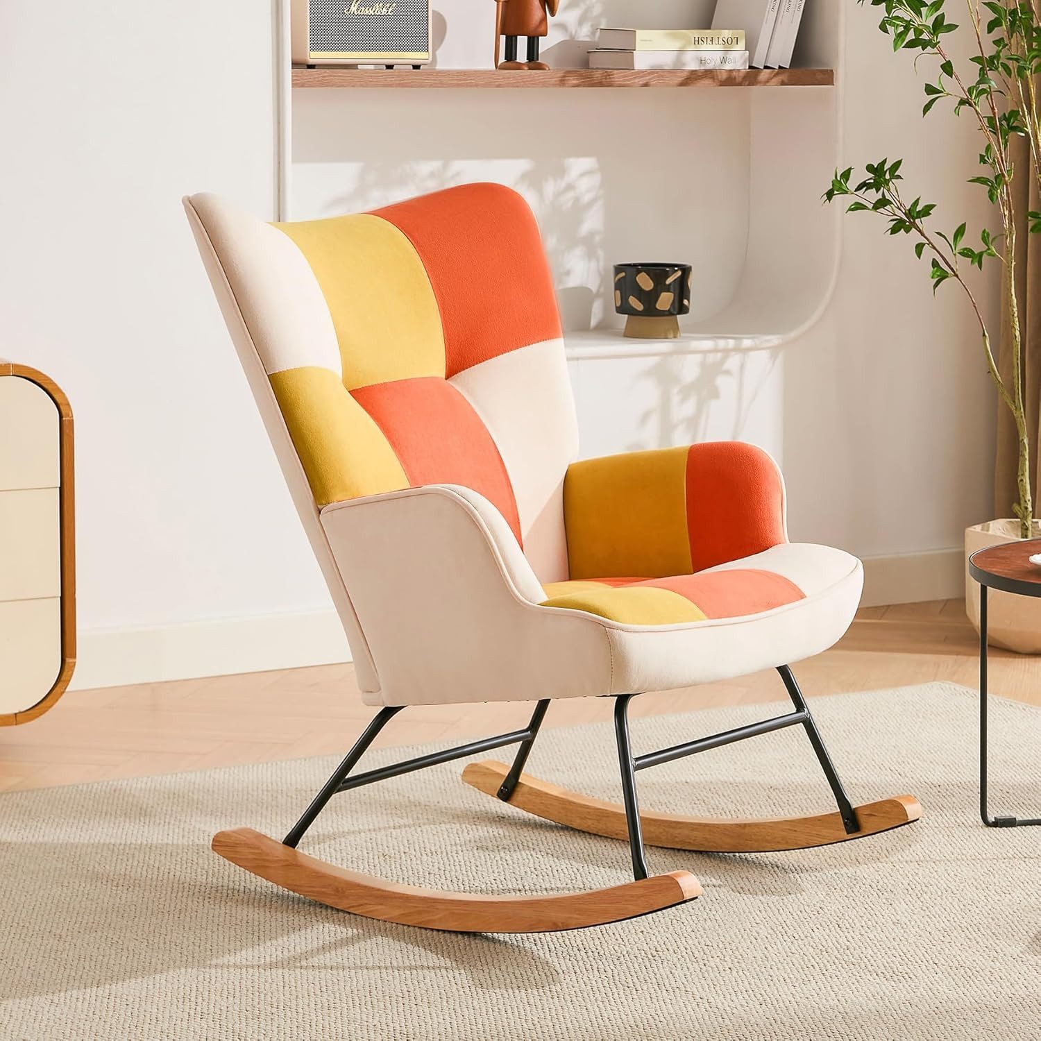 HomeMiYN Schaukelstuhl Schaukelstuhl Patchwork Sessel Schwingsessel günstig online kaufen