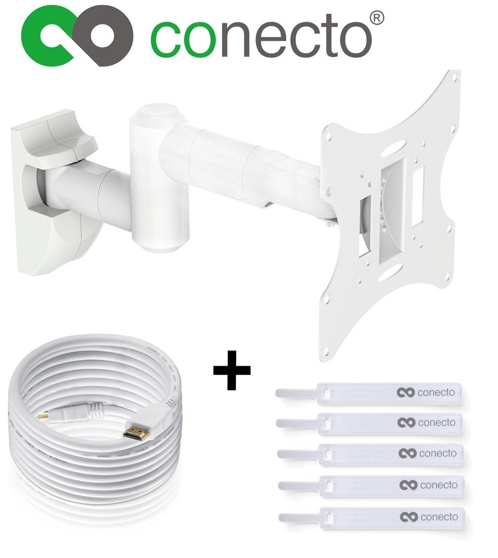 conecto TV-Wandhalterung TV Wandhalter für LCD LED Fernseher & Monitor, (bis 42 Zoll, inklusive HDMI-Kabel und Klett-Kabelbinder, schwenkbar, neigbar, ausziehbar)