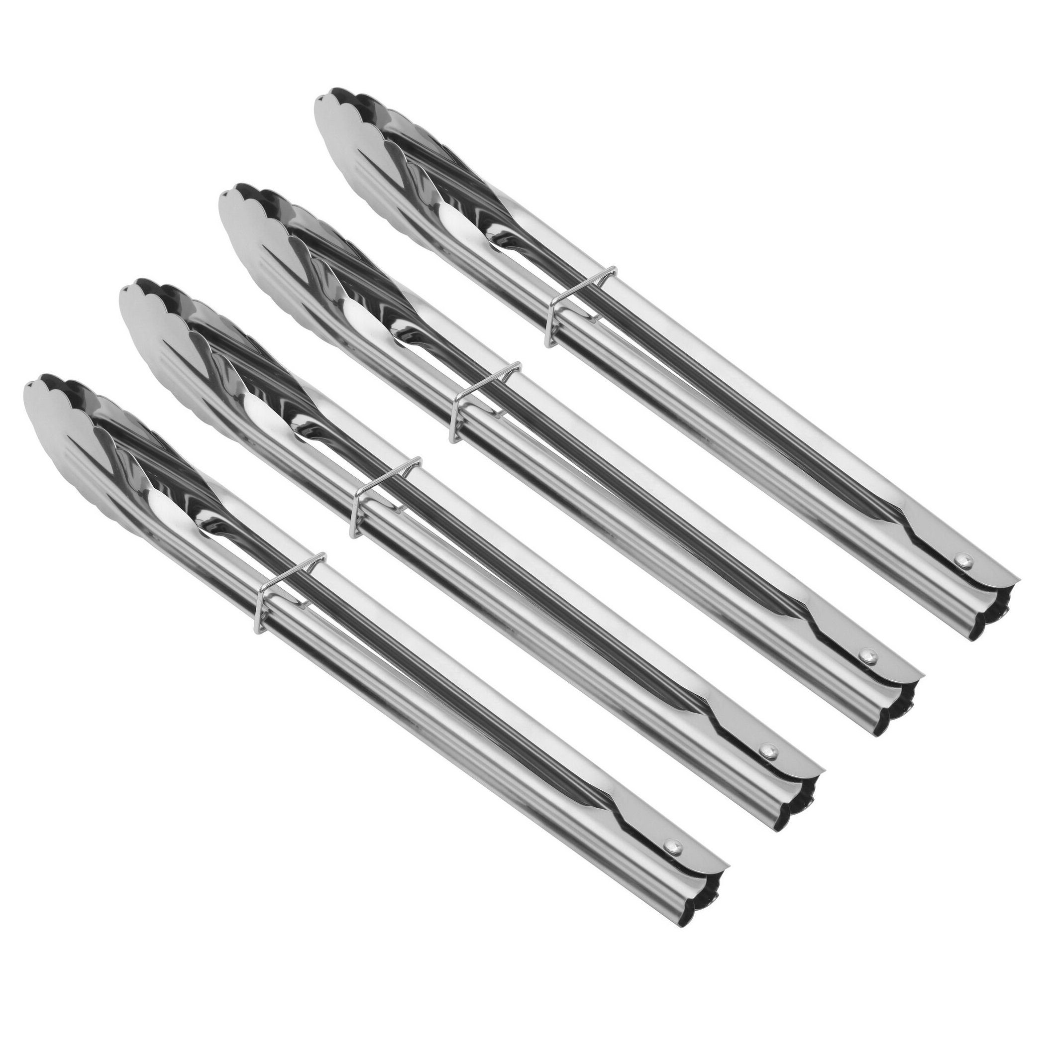 Grillzange 4er Set Grillzange aus rostfreiem Edelstahl [Länge-28cm] - 4 Stück