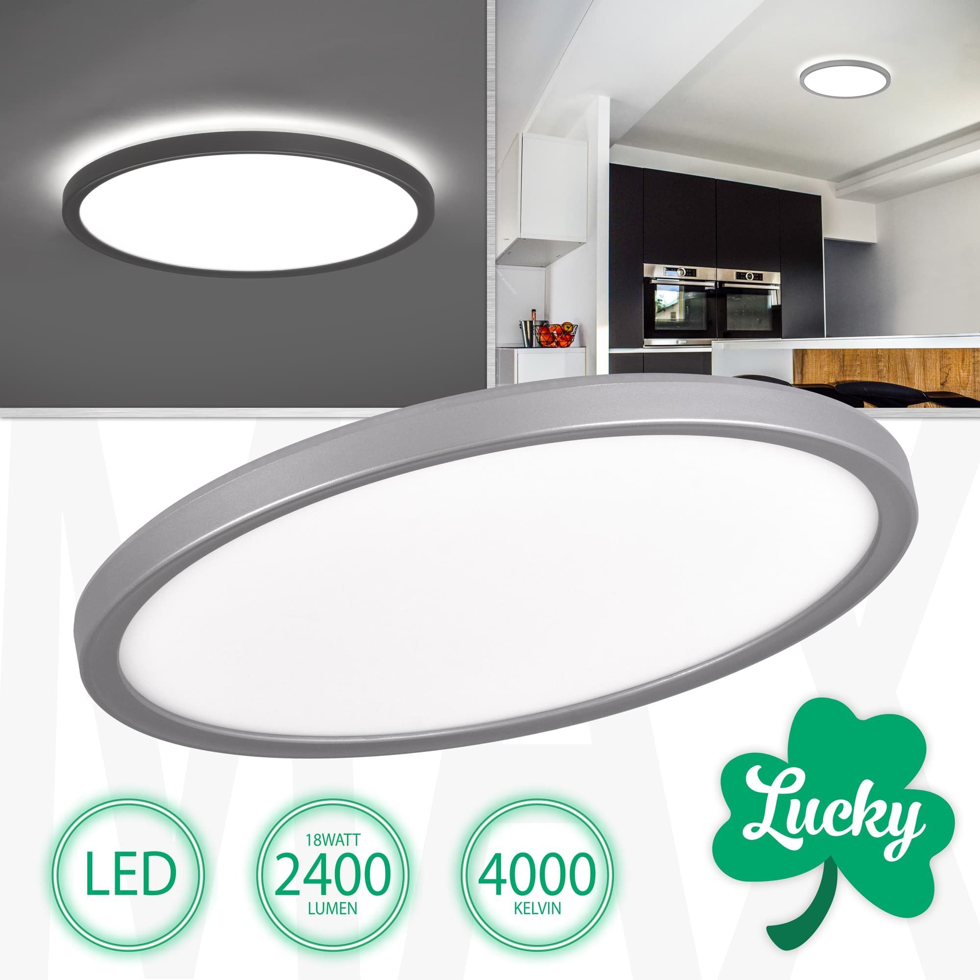Maxkomfort LED Deckenleuchte Lucky, LED fest integriert, Tageslichtweiß, Neutralweiß, Deckenleuchte Flach LED