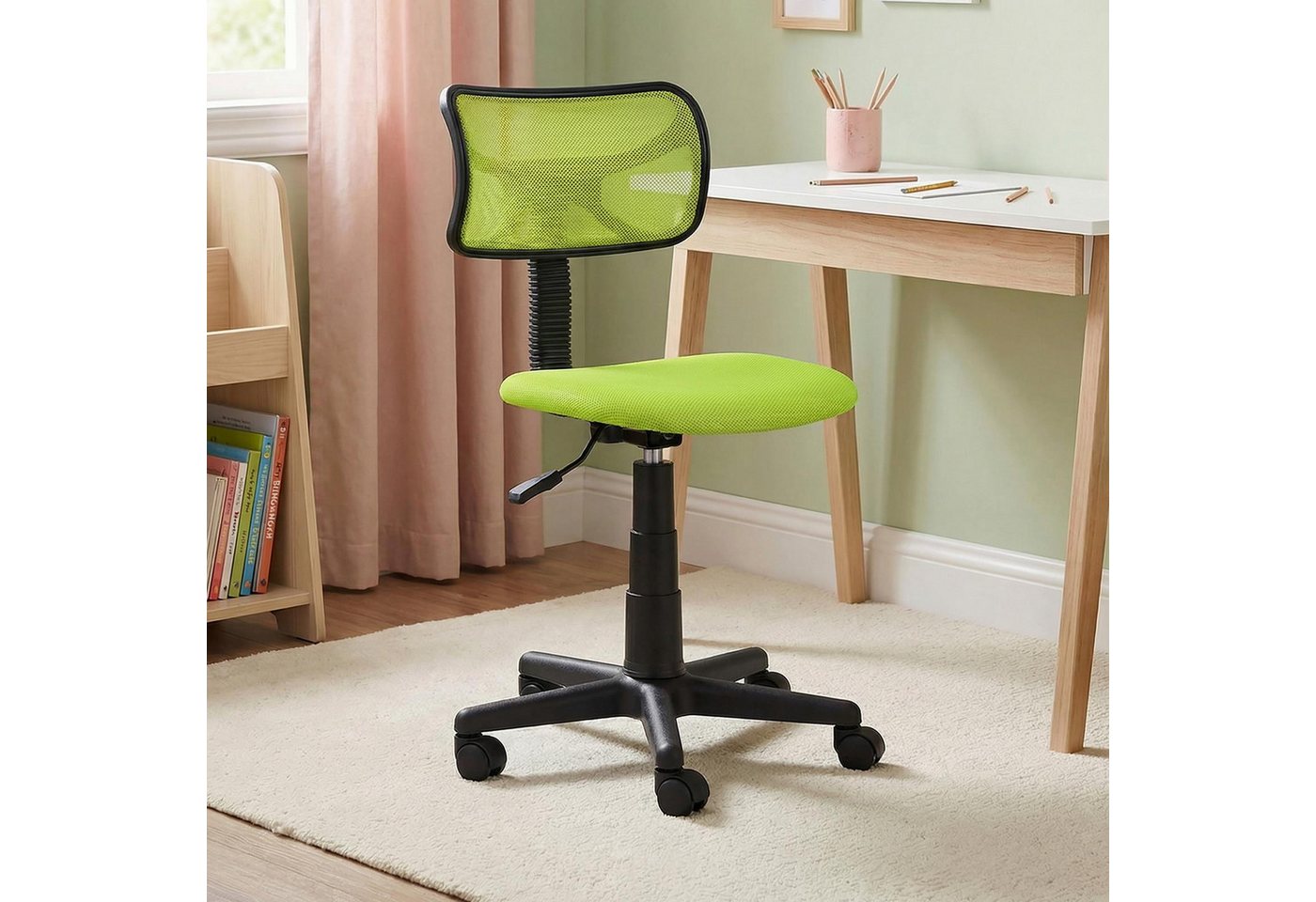 IDIMEX Schreibtischstuhl MILAN, Kinderzimmer Drehstuhl mit ergonomischer Rückenlehne atmungsaktiv Grün