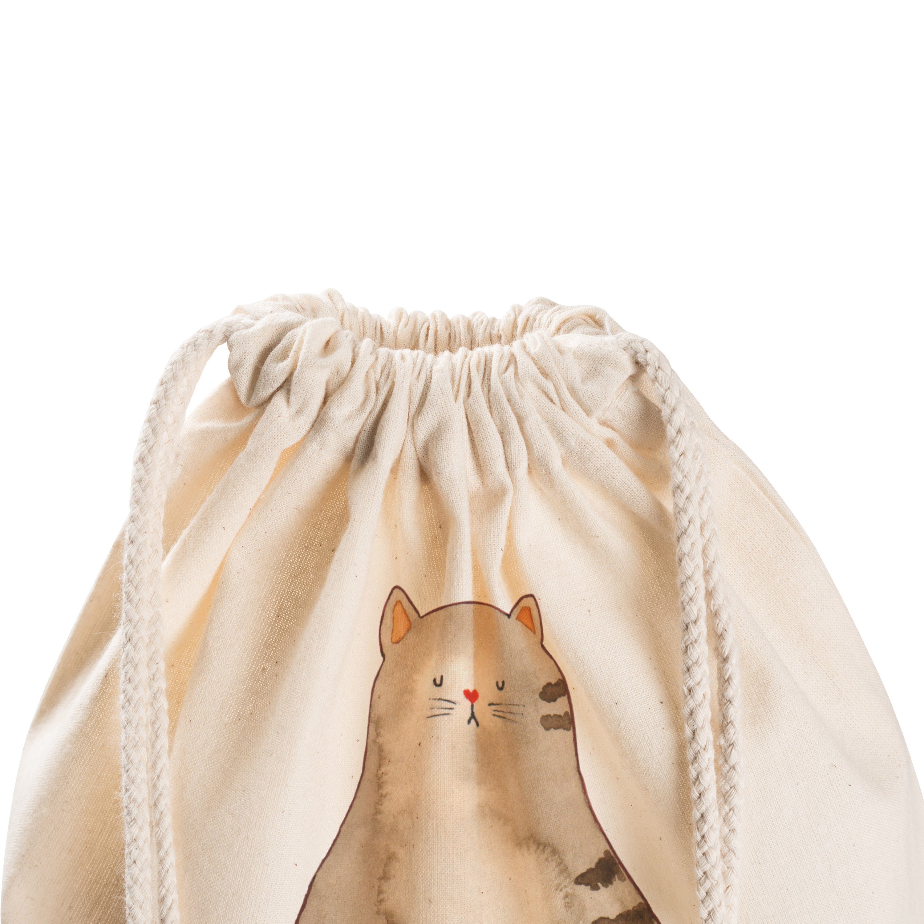 Katzen Sporttasche - flauschig, Turnbeutel, Geschenk, - (1-tlg) sitzend Mr. Mrs. Panda Katze Transparent &