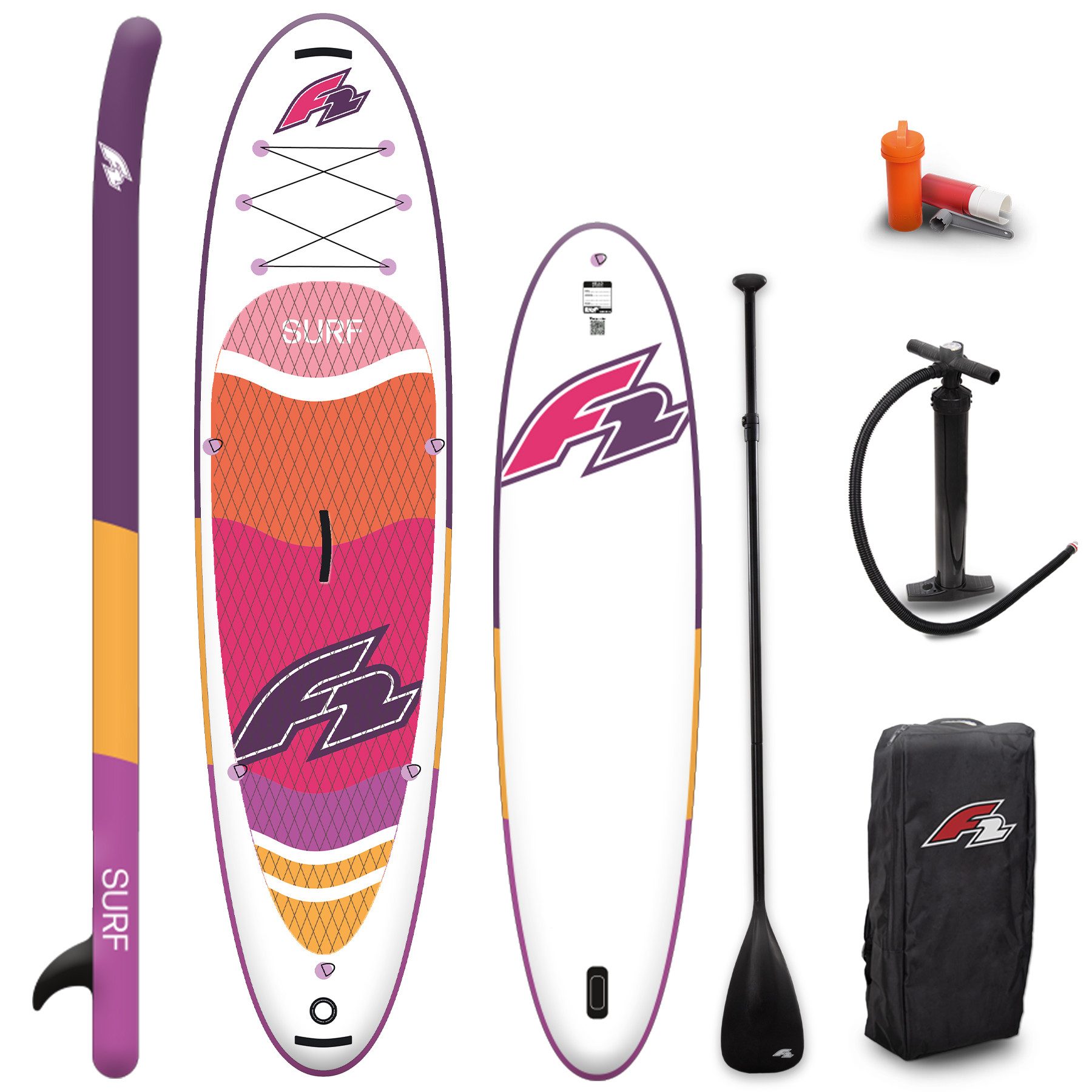 F2 SUP-Board F2 Stand Up Paddle Board Surf SUP Damen 10'2" Lila 2025, Aufblasbar, (Set)