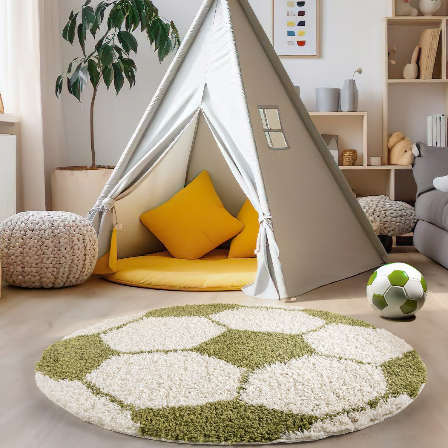 Carpettex Kinderteppich Fußball-Design, Rund, Höhe: 30 günstig online kaufen