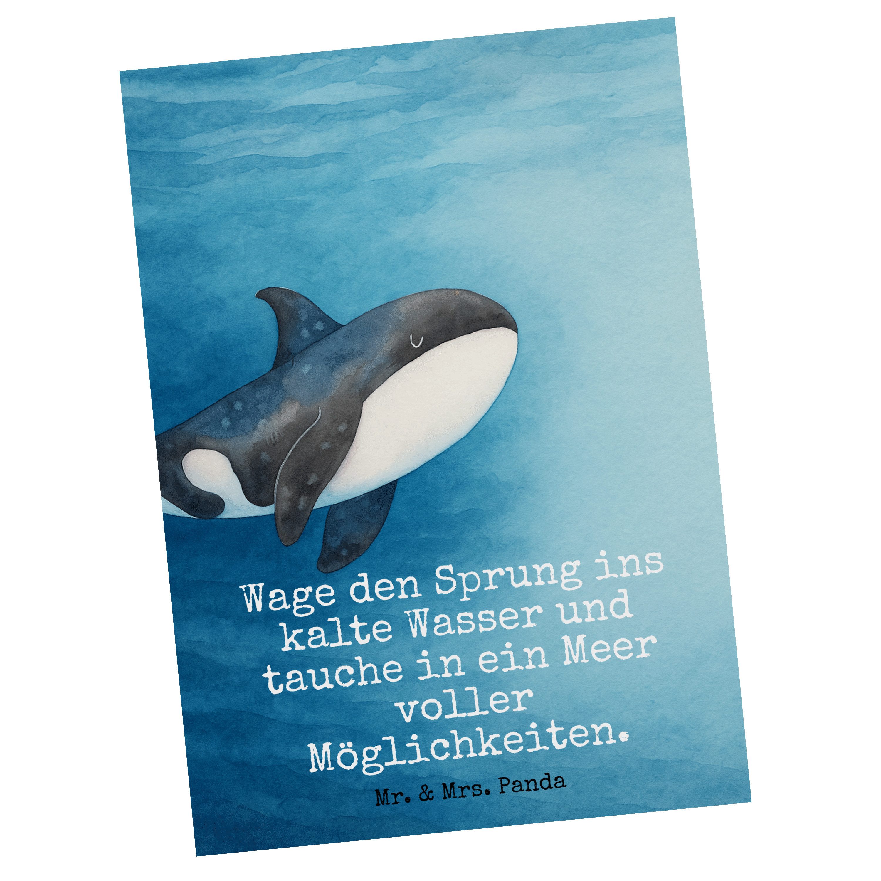 Mr. & Mrs. Panda Postkarte Orca Design, Postkarte, Weiß, Motivation, Meer, Arbeit, Postkarten, G, Selbstliebe Wal spruchkarte