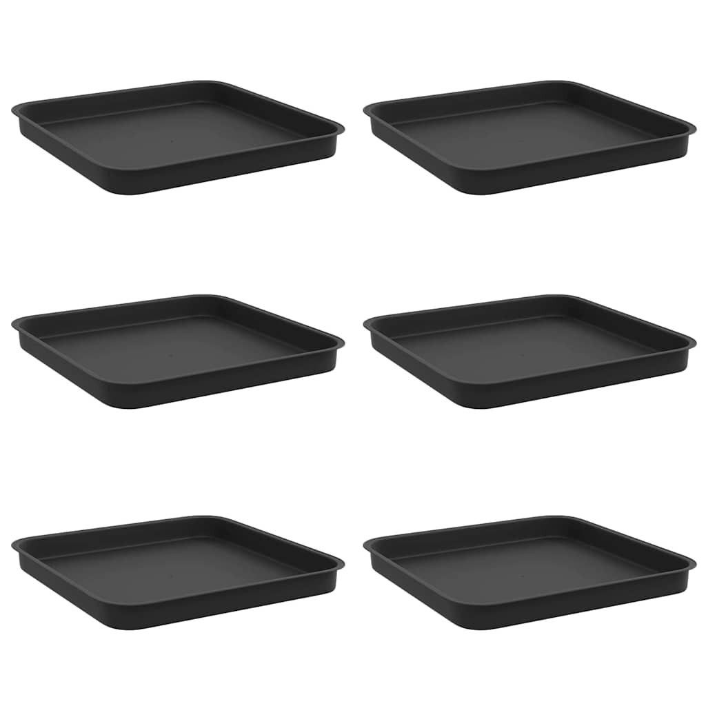 vidaXL Blumentopf Quadratisches Blumentablett 6 stk. Schwarz 21 x 21 x 2 cm (6 St)
