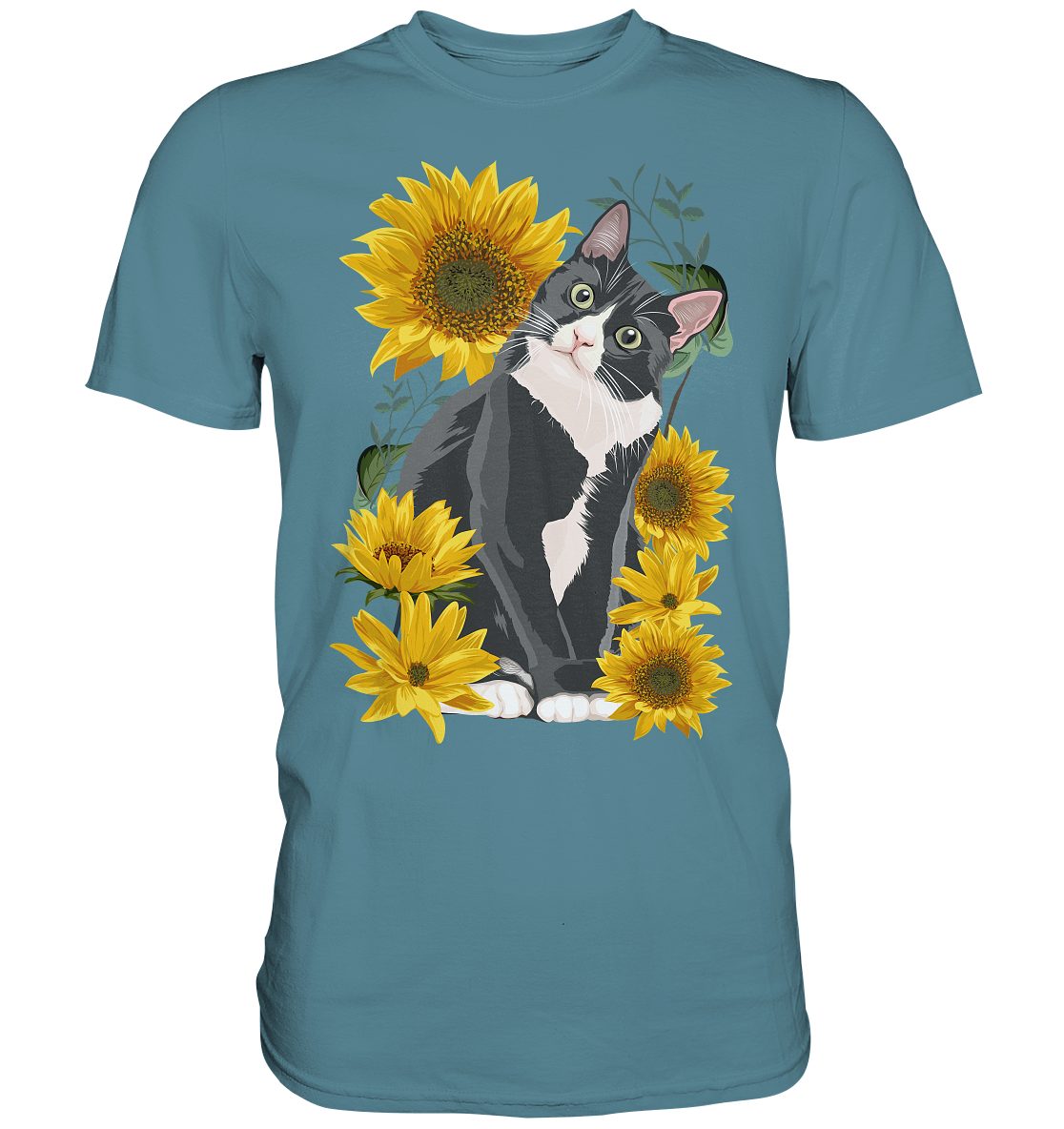T-Shirt Sonnenblumen Katze T-Shirt Lustiges Garten Geschenk Gärtner