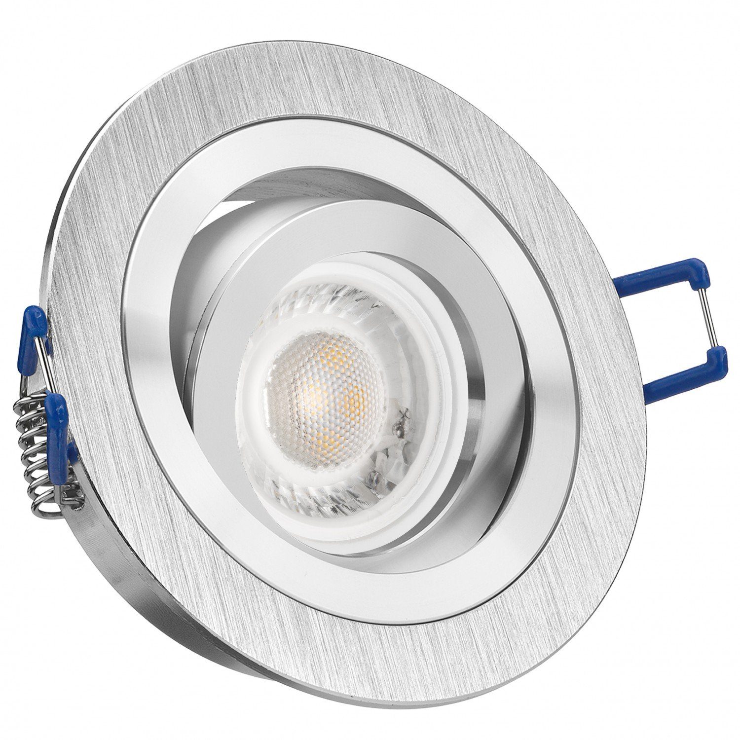 LEDANDO LED Einbaustrahler LED Einbaustrahler Set extra flach in aluminium gebürstet mit 5W Leuch