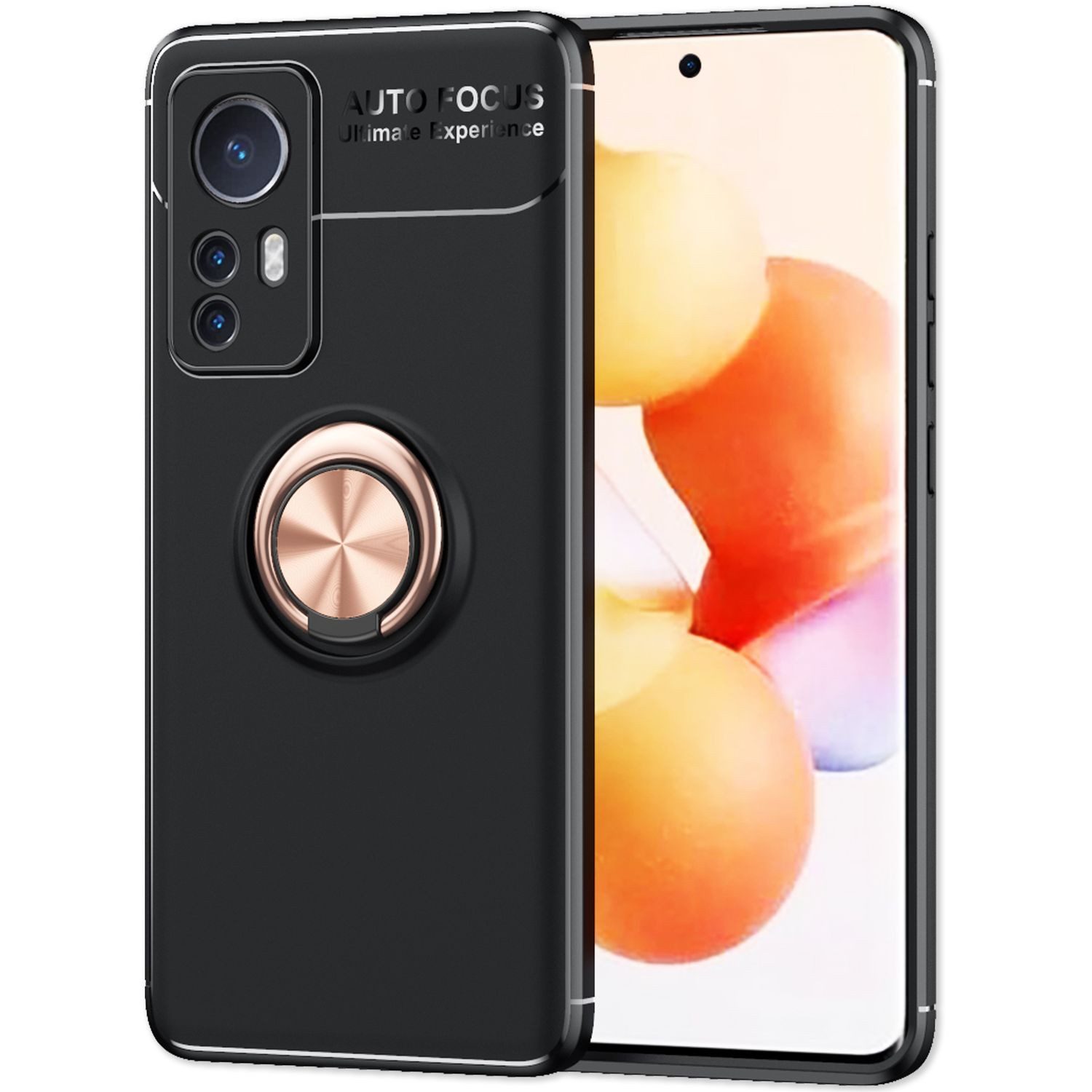 Nalia Smartphone-Hülle Xiaomi 12 Xiaomi 12X 16 cm (6,28 Zoll), Matte Ring Silikon Hülle / 360 Grad Ring / Standfunktion / Rutschfest