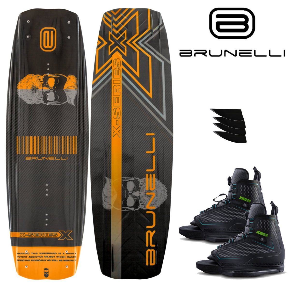 Brunelli SUP-Board BRUNELLI CARBON Wakeboard SET 138 cm mit JOBE MAZE Wakeboardbindung